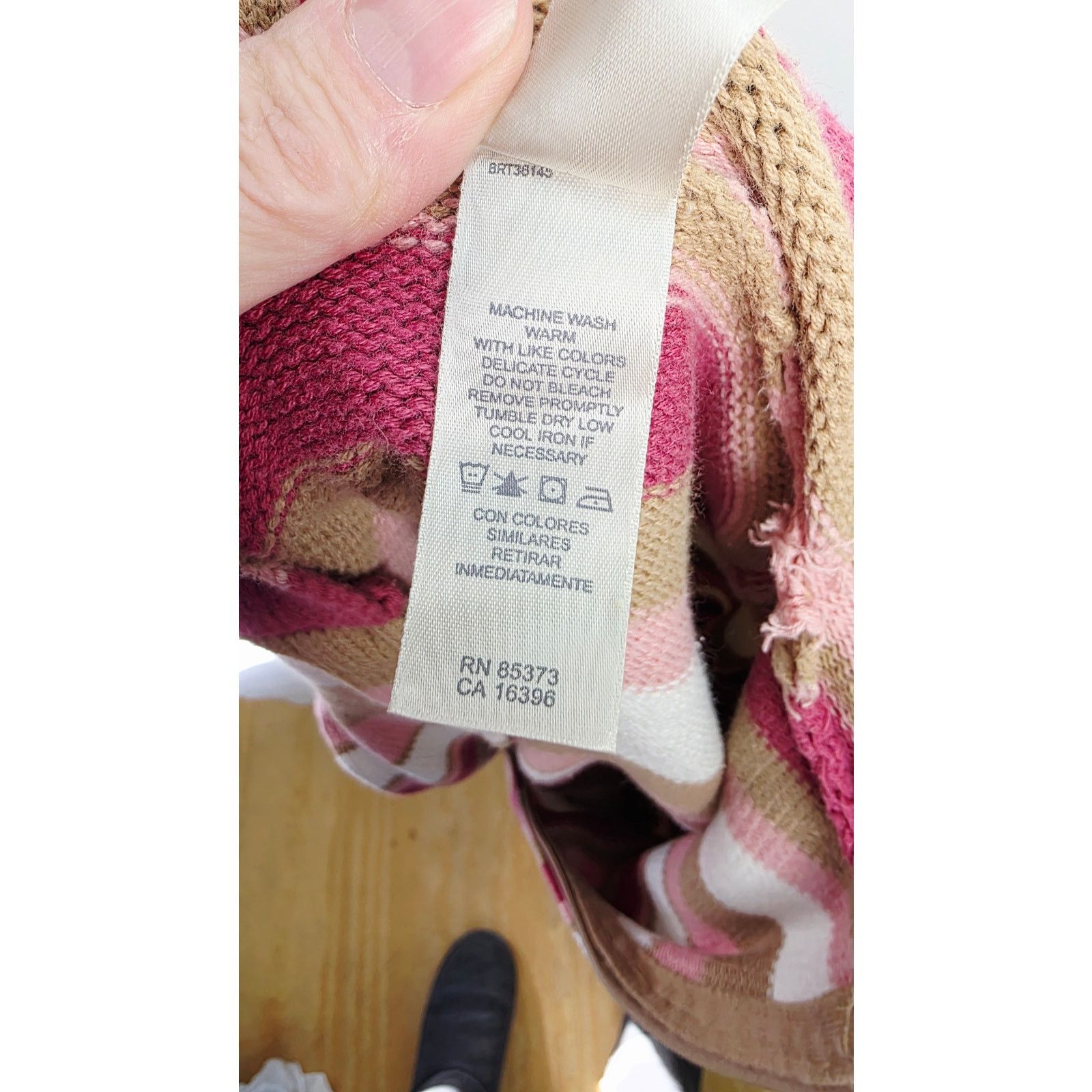 Other Vintage 90's Pink & Tan Striped Hooded Zipper Front Sweater Size M / US 6-8 / IT 42-44 - 8 Thumbnail