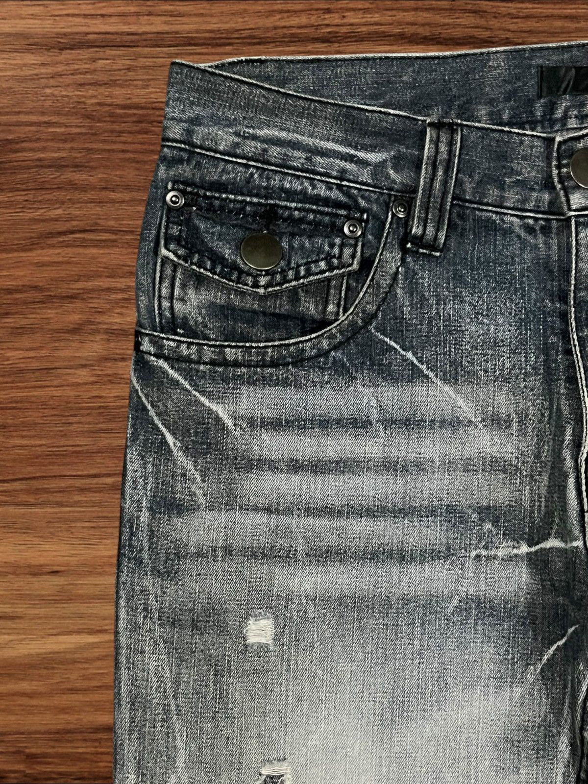 Japanese Brand × Tornado Mart Black Bacarra Y2K Distressed Whiskering Grunge Flare Jeans Size US 30 / EU 46 - 5 Thumbnail
