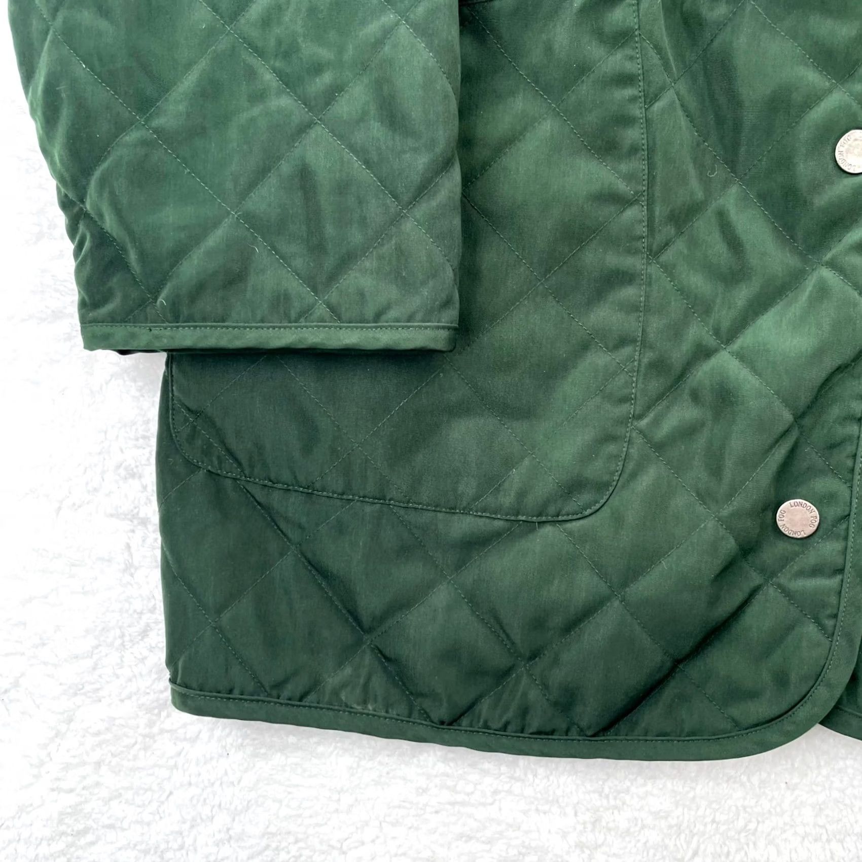 London Fog London Fog Jacket Womens Medium Green Quilted Barn Coat Lined Snap Front Size M / US 6-8 / IT 42-44 - 3 Thumbnail