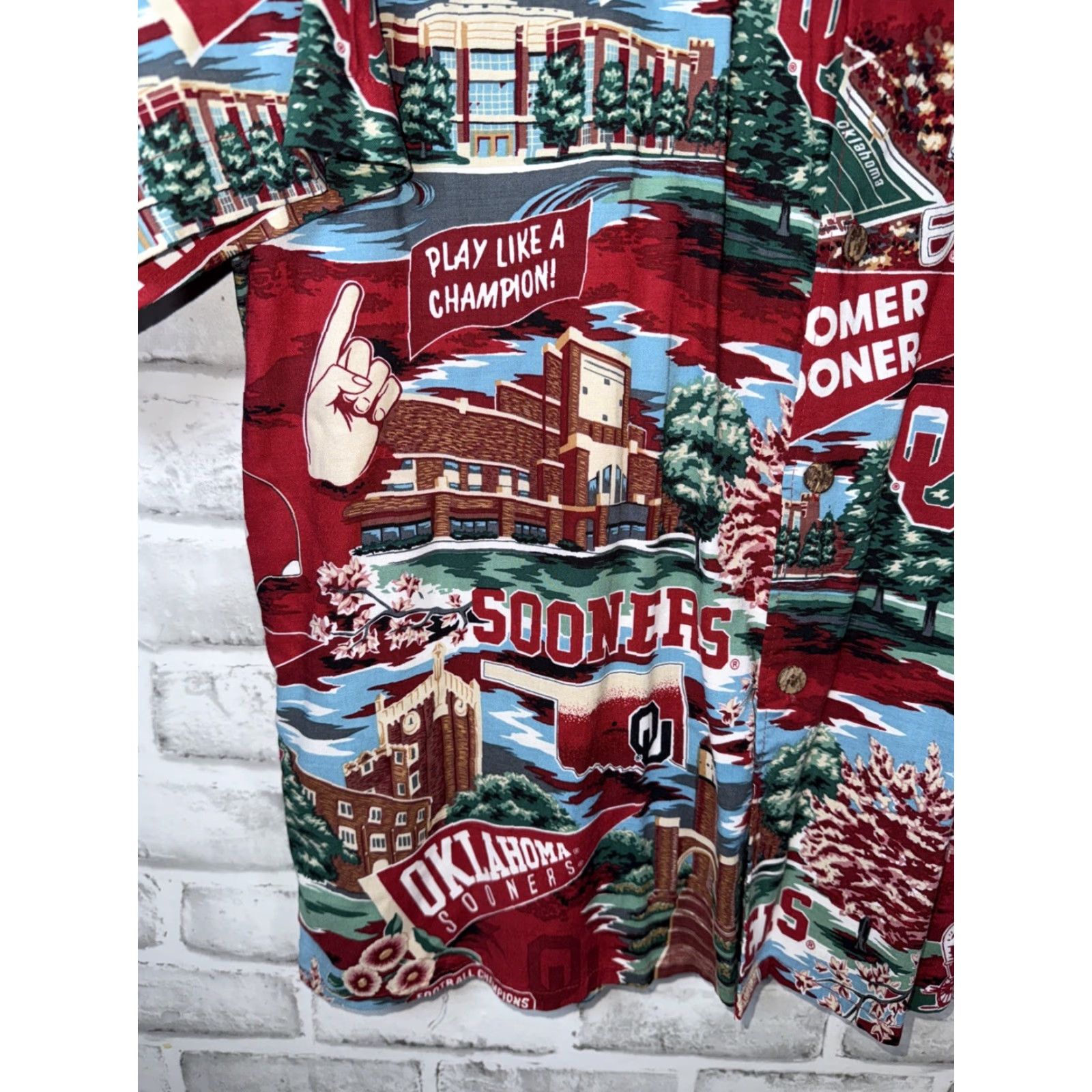 Reyn Spooner VTG Reyn Spooner Hawaiian Camp Shirt OU Football Sooners 100% Rayon M Multicolor Button-Up Short Sleeve Men Size US M / EU 48-50 / 2 - 5 Thumbnail