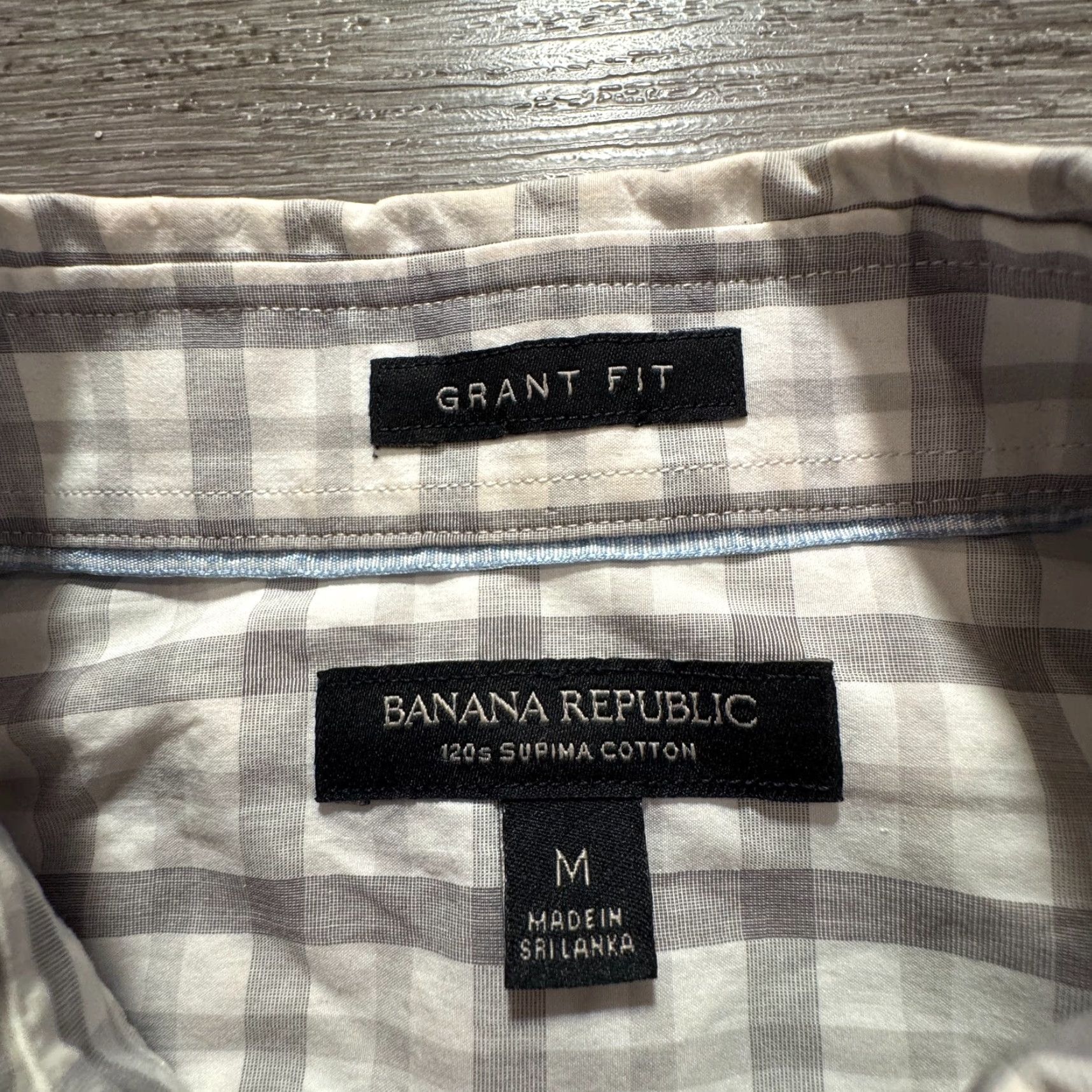 Banana Republic Banana Republic Shirt Mens Medium Gray Plaid Button-Up Grant 120 Supima Cotton Size US M / EU 48-50 / 2 - 3 Thumbnail
