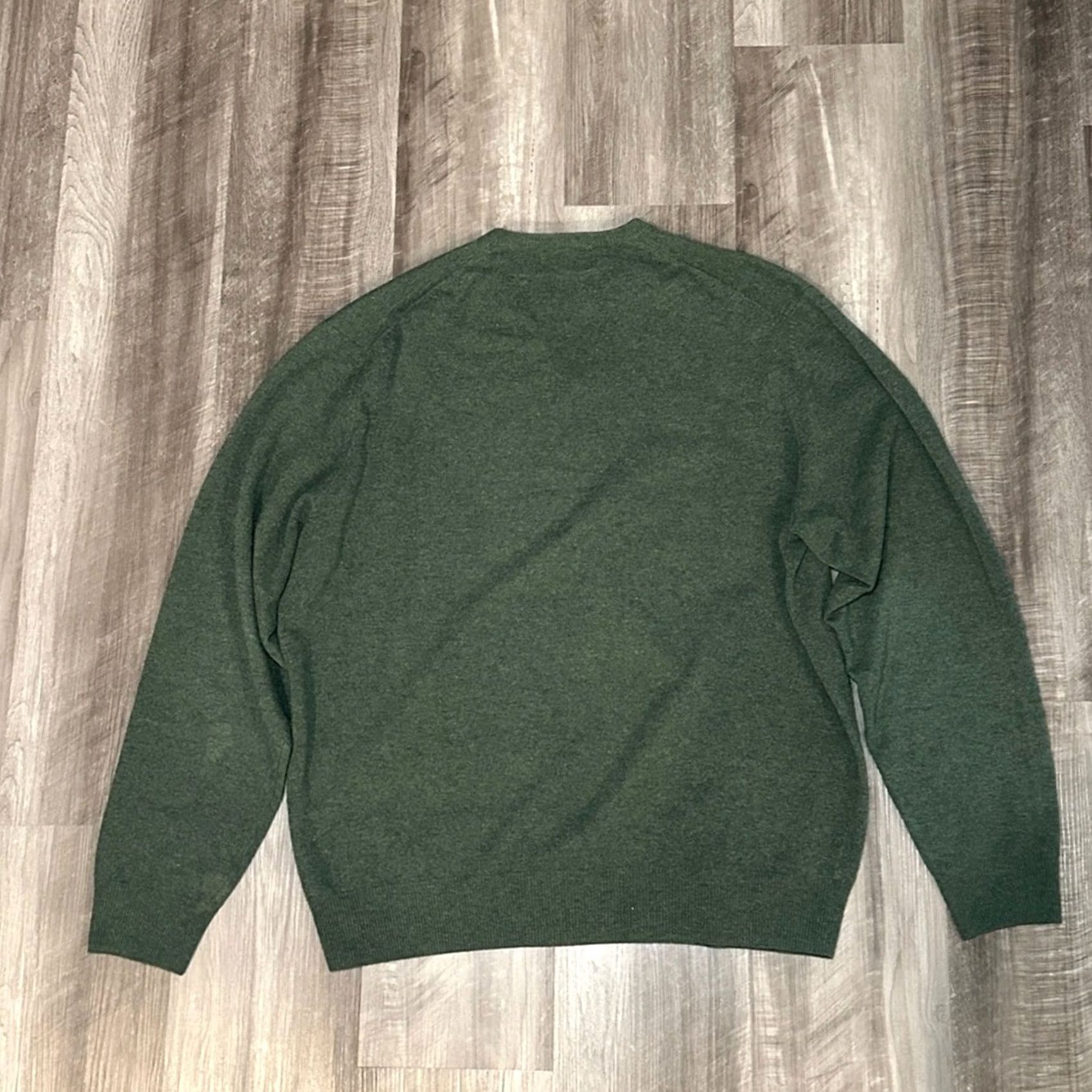 Vintage Alan Paine Pullover V-Neck Geelong Lambswool Olive Green Mens XL Sweater Size US XL / EU 56 / 4 - 3 Thumbnail