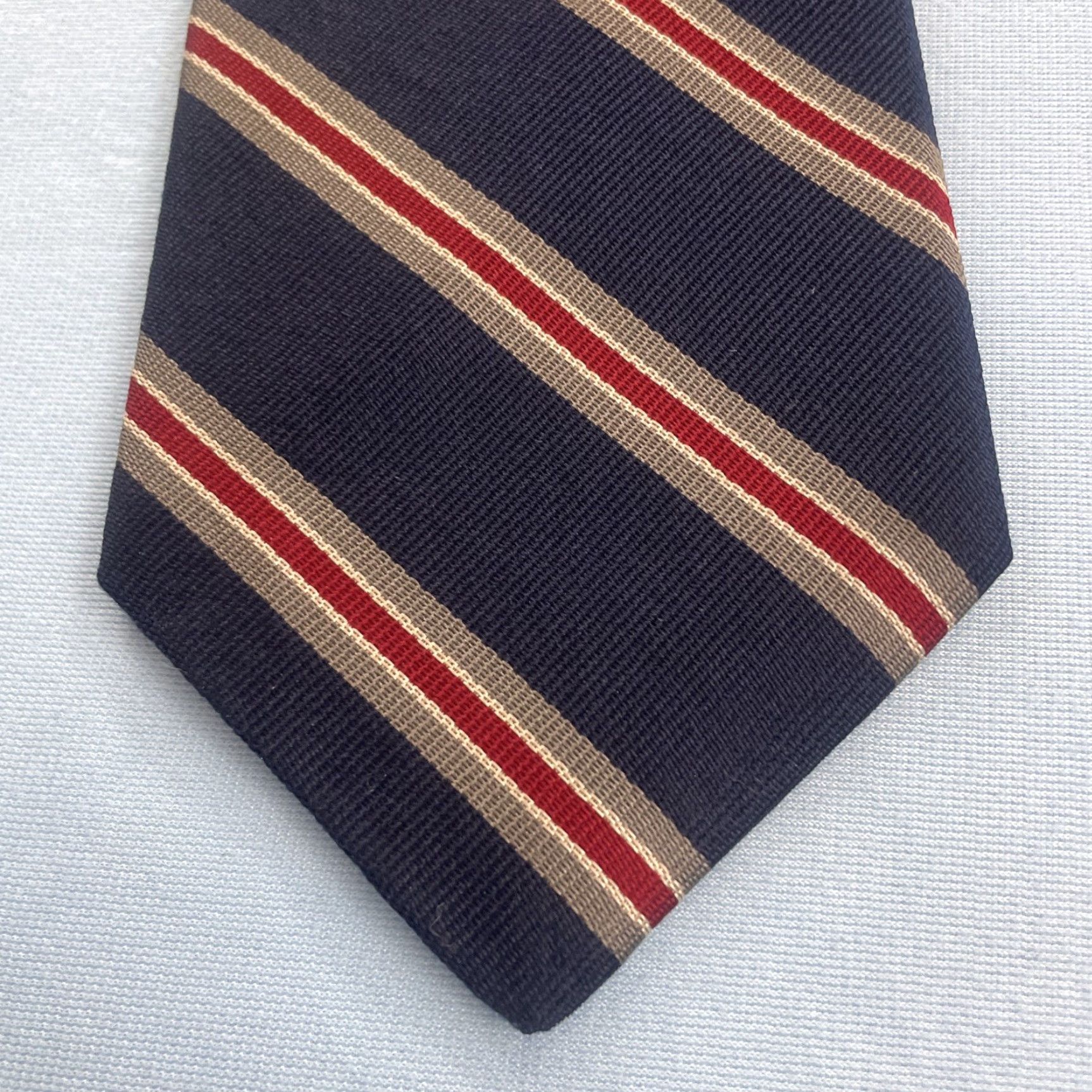 Stafford VINTAGE Stafford Silk Wide Striped Necktie 90s Men Repp Blue Red Silver Gray Read 4x58 Tie Size ONE SIZE - 2 Thumbnail