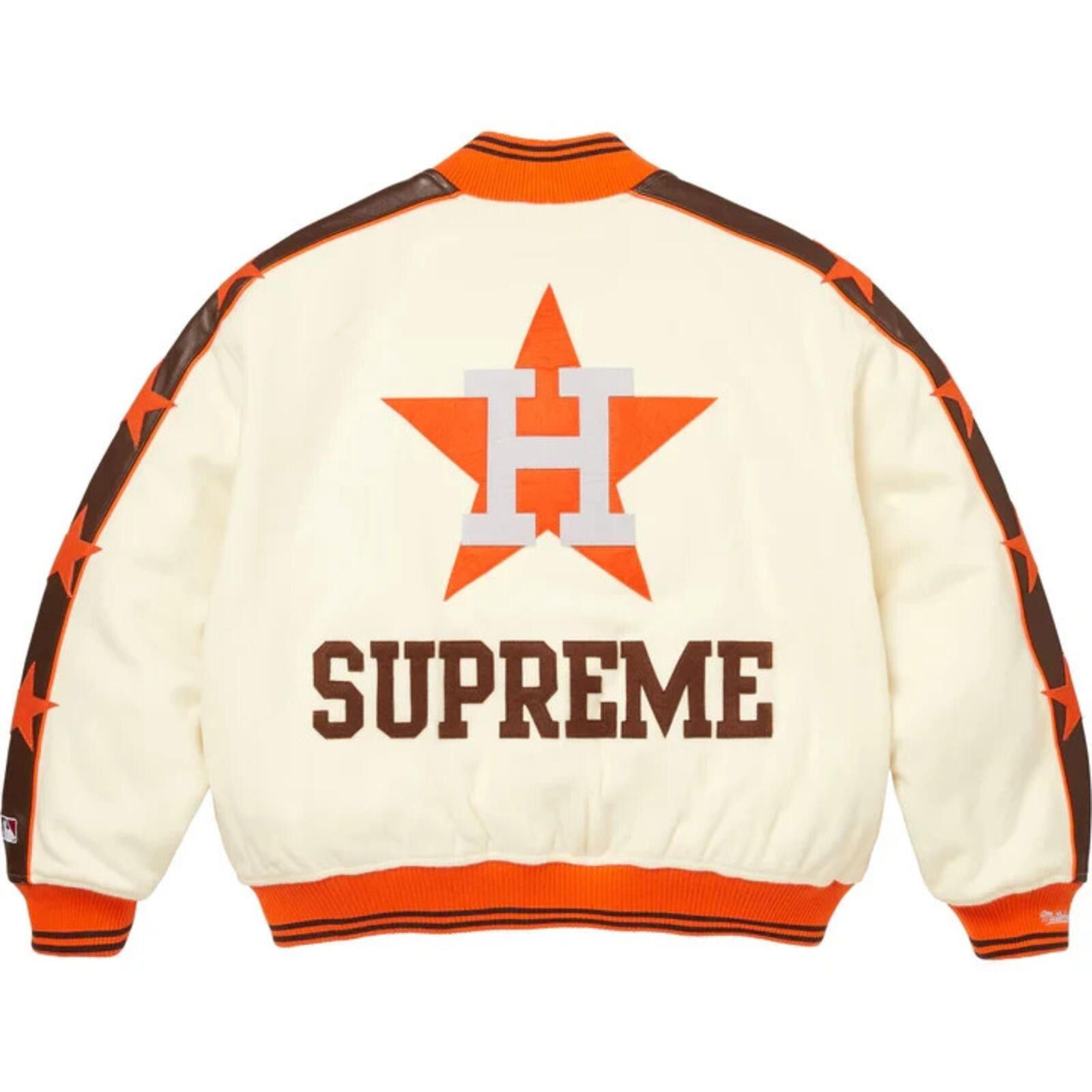 Supreme Supreme x Mitchell & Ness Varsity Jacket Beige Orange Astros Size US L / EU 52-54 / 3 - 3 Thumbnail
