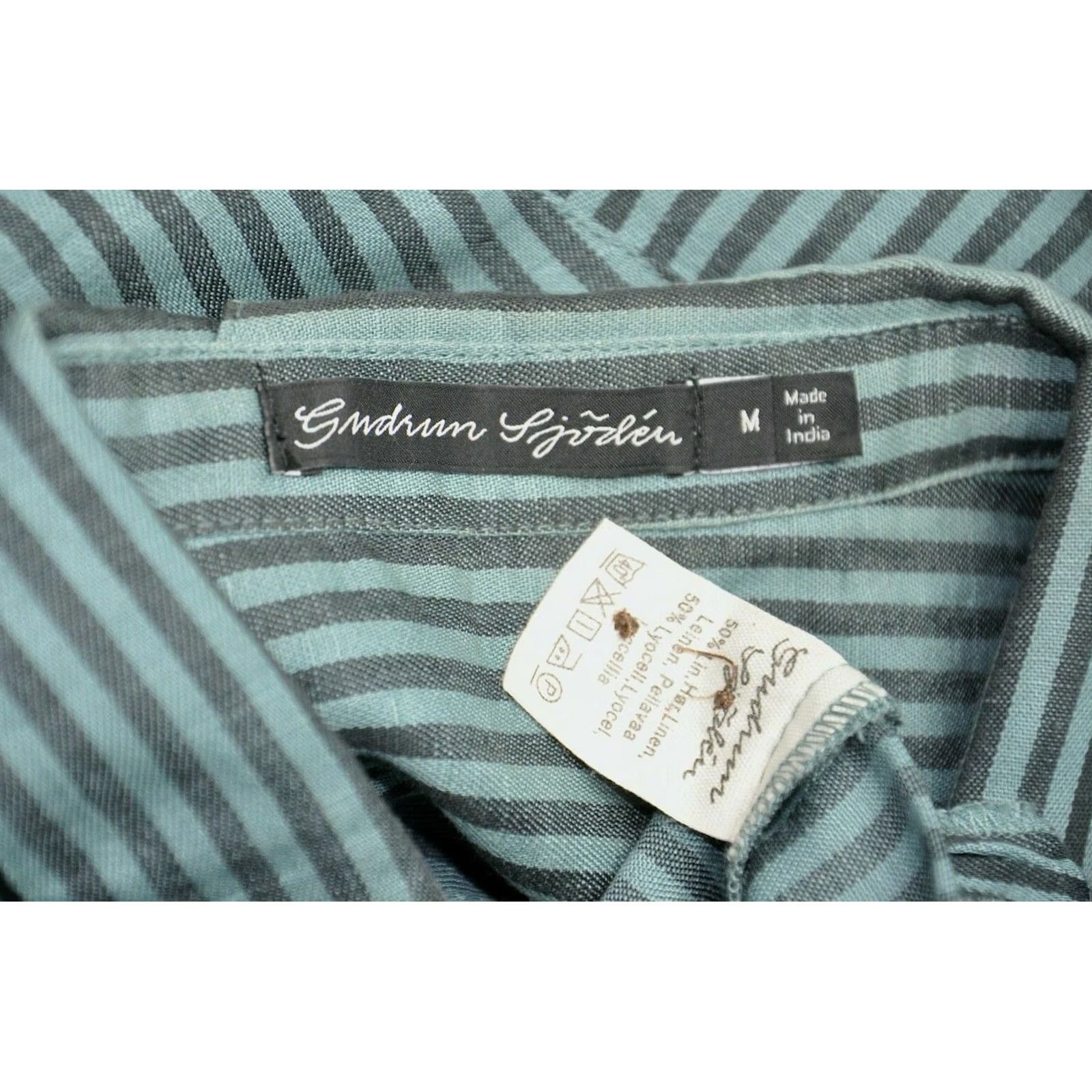 Vintage Gudrun Sjoden Shirt Striped Blue 50%Linen 50%Lyocell M Women Long Sleeve Collared Buttoned Vintage N/A Size M / US 6-8 / IT 42-44 - 6 Thumbnail