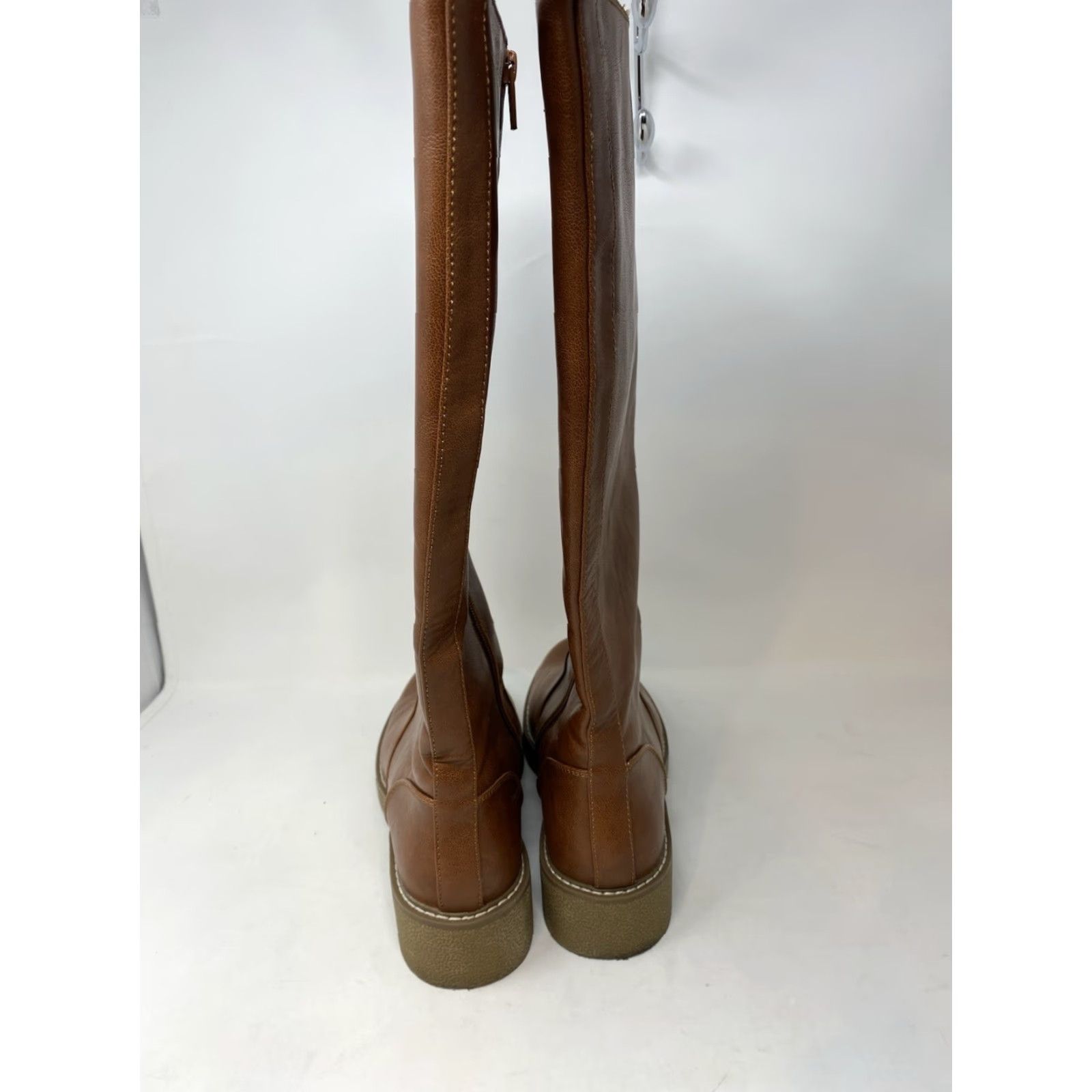 Vintage VINTAGE Universal Thread Tricia Boot Womens 8.5 Knee High Brown Faux Leather Riding Boot M Wide Shaft Block Heel Casual Solid 4 Season Size M / US 6-8 / IT 42-44 - 3 Thumbnail