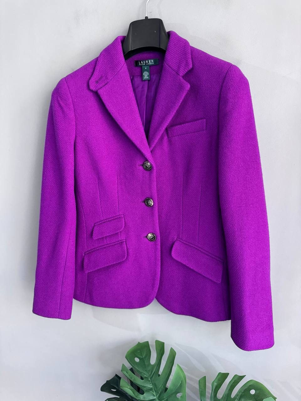 Ralph Lauren Lauren Ralph Lauren Women's Purple Tweed Wool Blazer, US 4 Size XS / US 0-2 / IT 36-38 - 2 Thumbnail