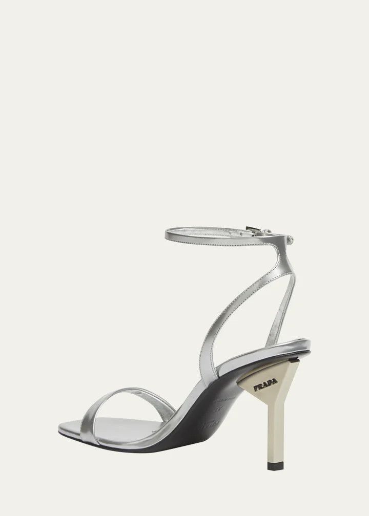 Prada os11x0126 Metallic Ankle-Strap Sandals in Silver Size US 11 / IT 41 - 5 Thumbnail