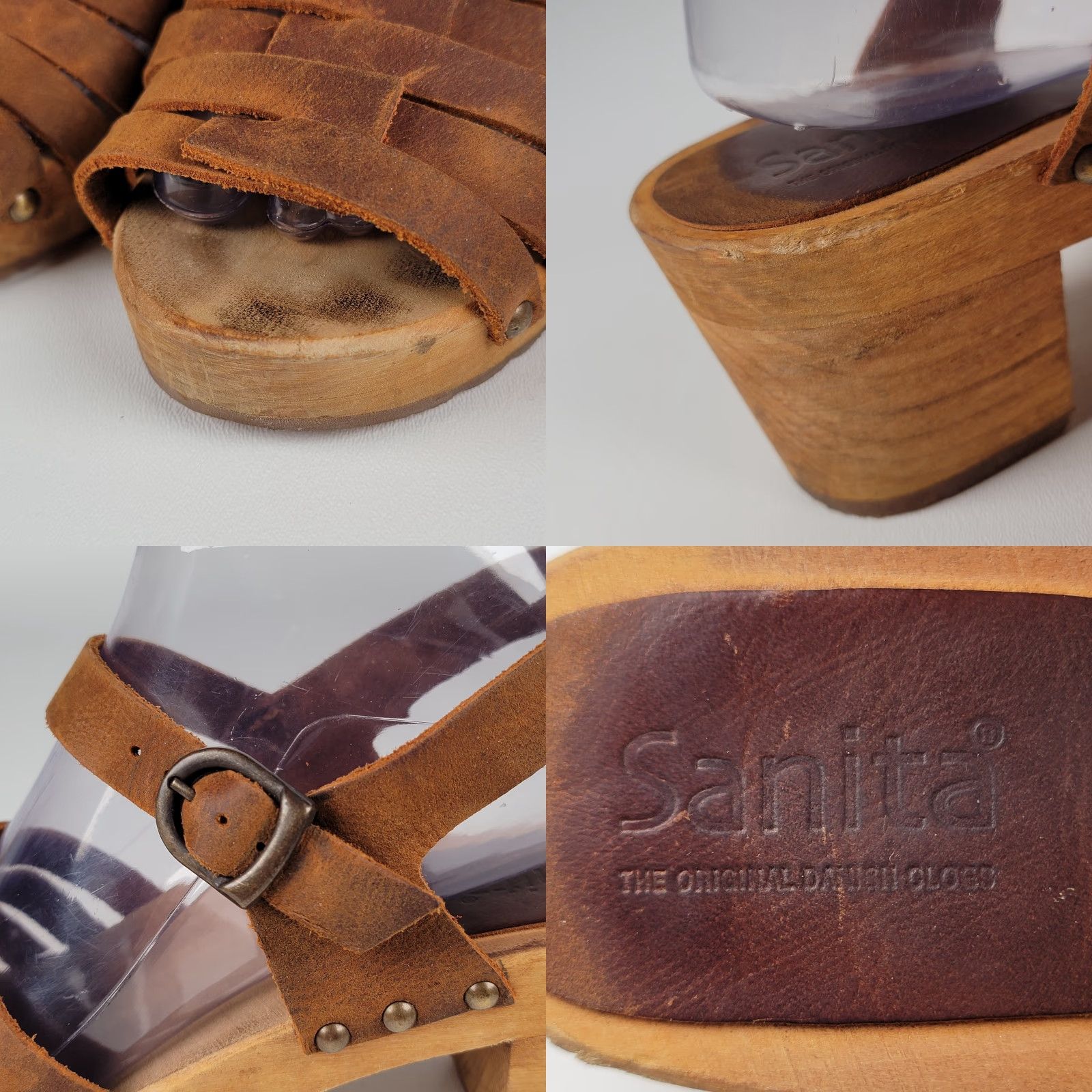 Vintage VINTAGE Sanita Silo Clog Sandal Women 39 Brown Leather Open Toe Buckle Mid Wood Arch Support Slip Resistant The Original Danish Clog Womens Size US 7.5 / IT 37.5 - 9 Thumbnail