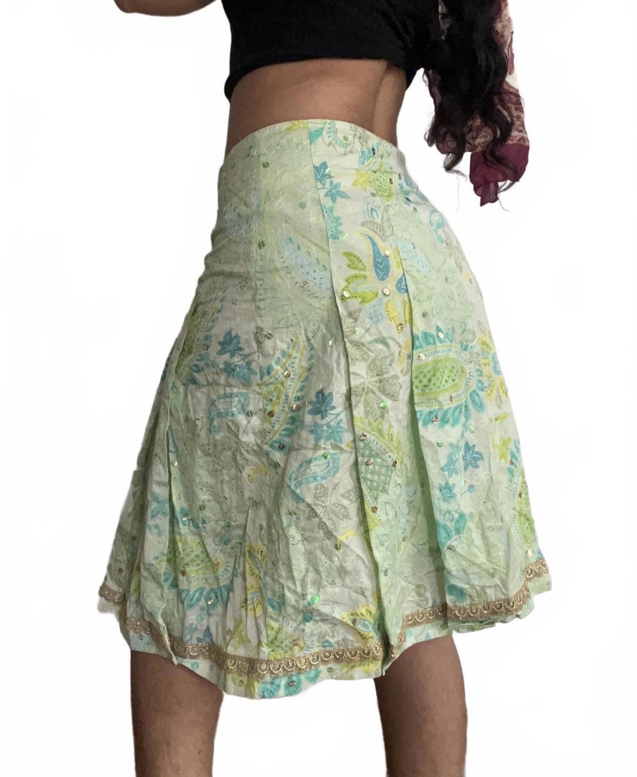 Express Women’s green cotton colorful skirt Size 26" / US 2 / IT 38 - 5 Thumbnail