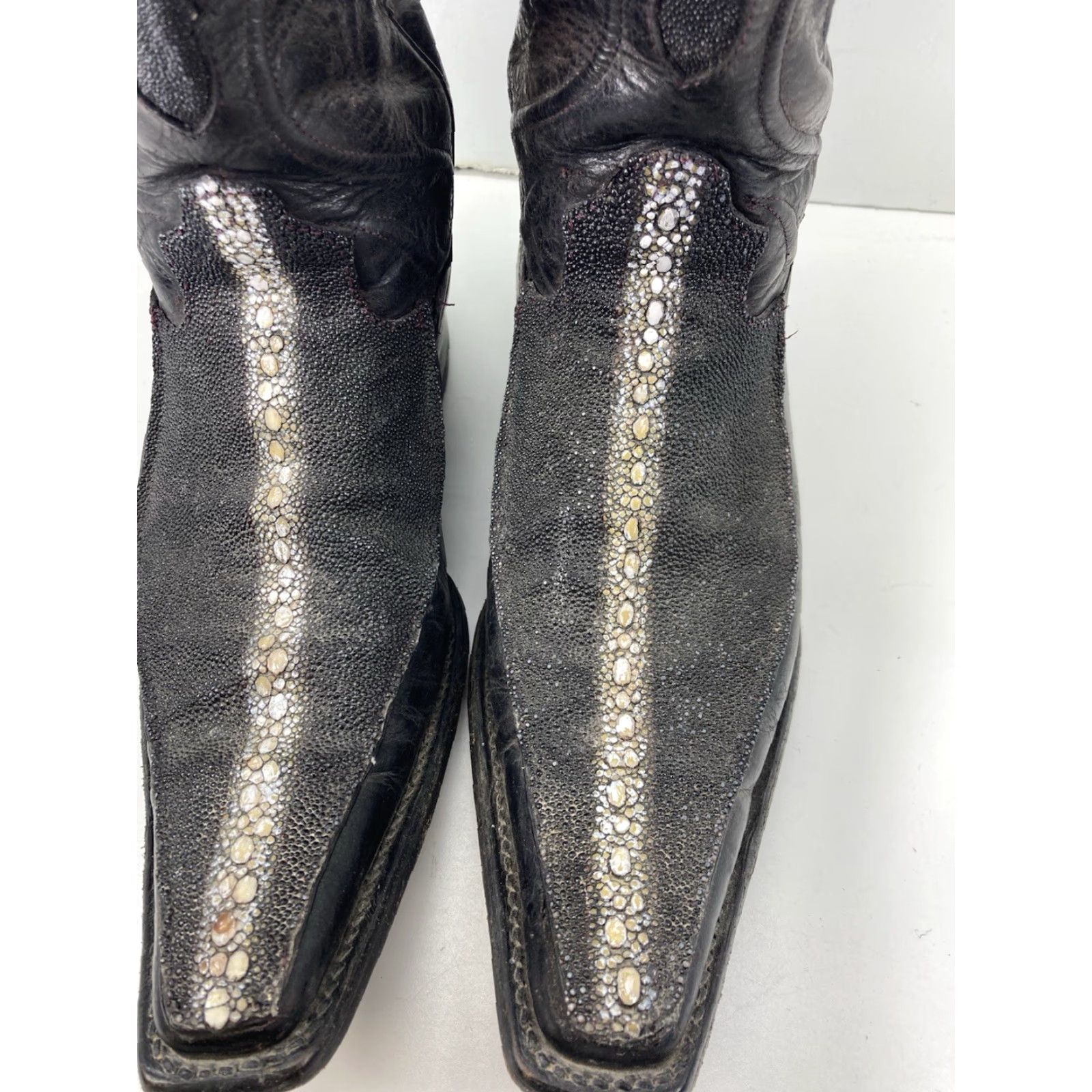 Vintage El General Stingray Boots Men Size 6.5 Black Exotic Leather Mexico Western VTG Size US 7 / EU 40 - 4 Thumbnail