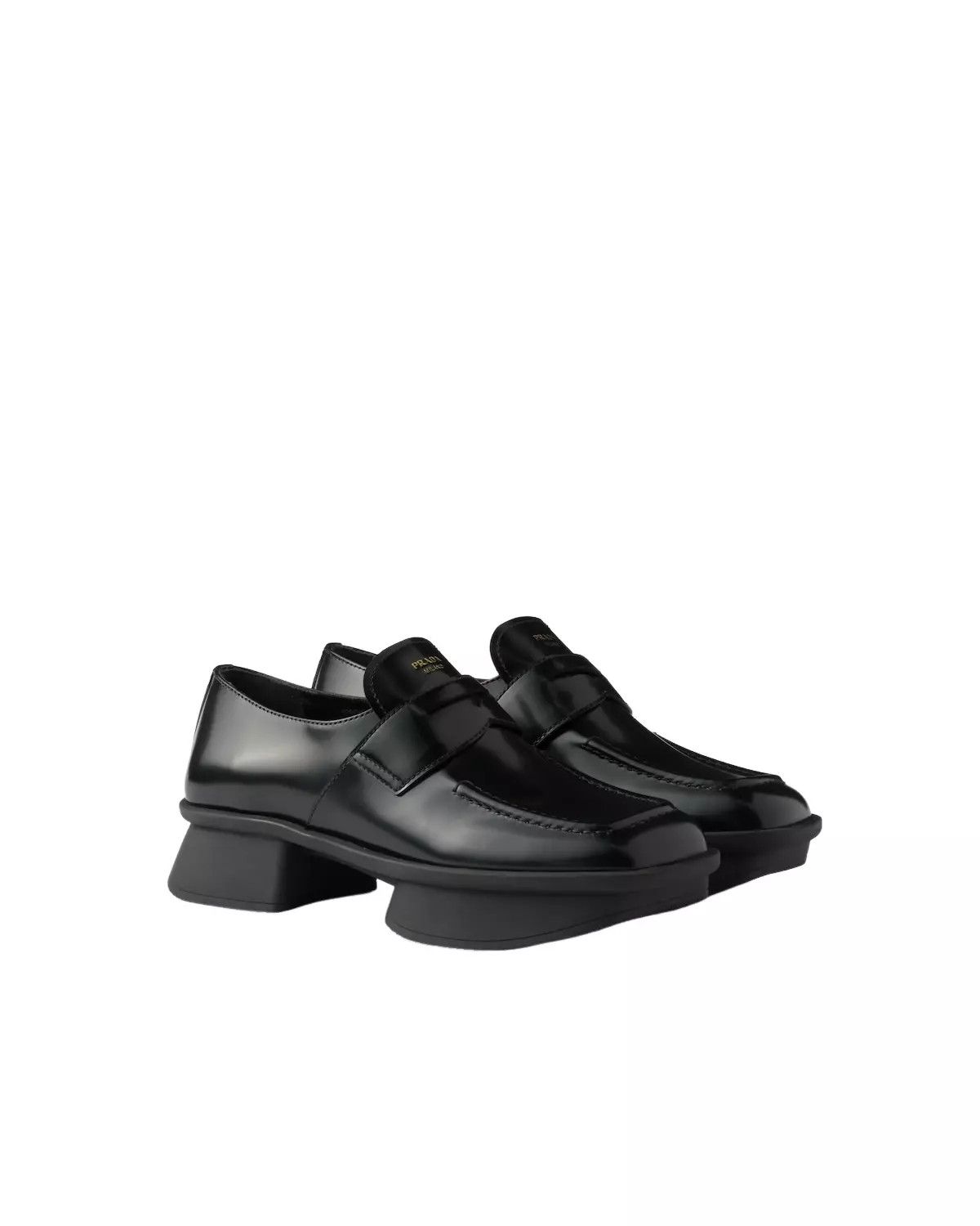 Prada PRADA $1370 Black Brushed Leather Loafers New/Authentic Size US 8.5 / IT 38.5 - 1 Thumbnail