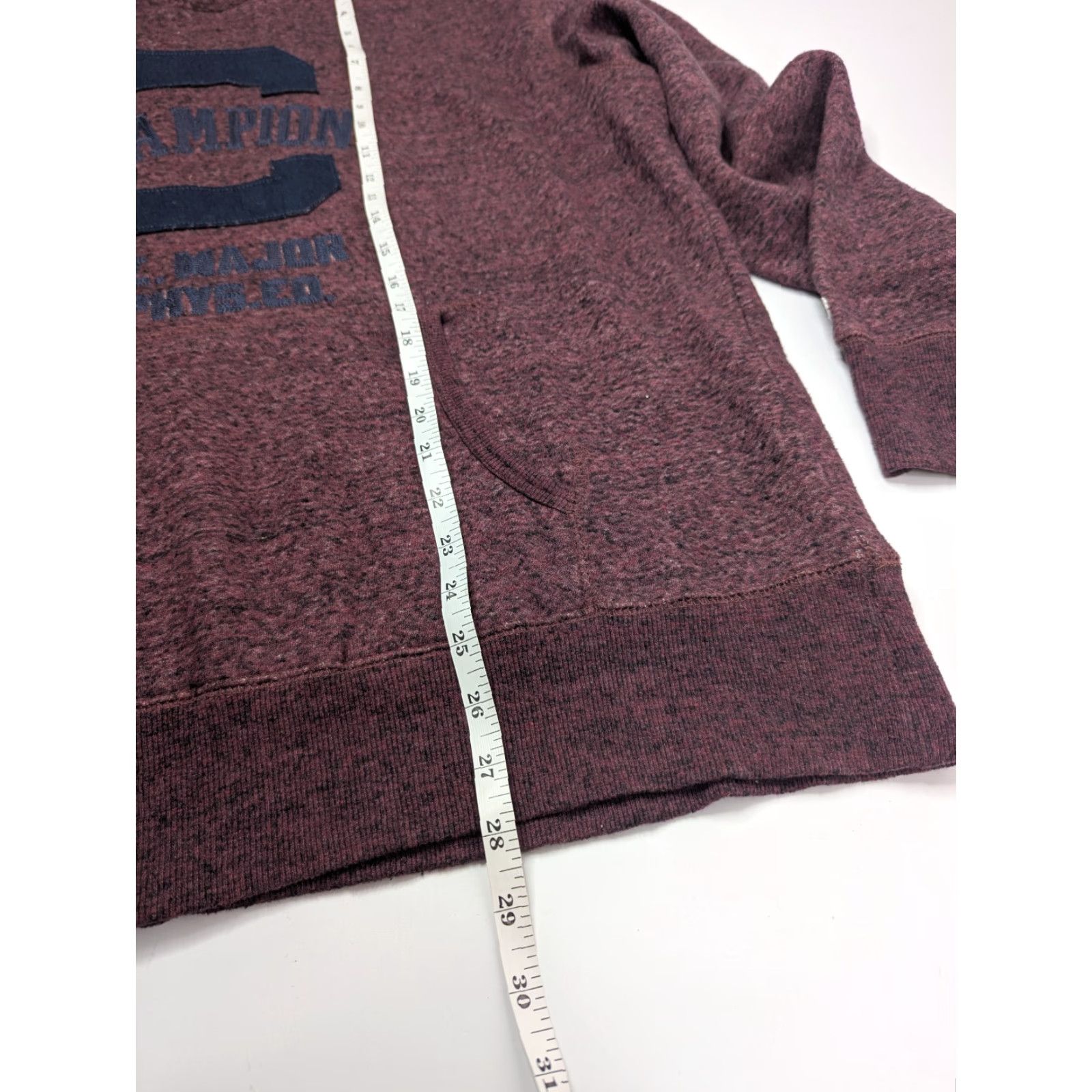 Champion Champion Hoodie Mens L Maroon Fleece Pullover Logo Embroidered 90s College University Sports Sweatshirt Size US L / EU 52-54 / 3 - 5 Thumbnail