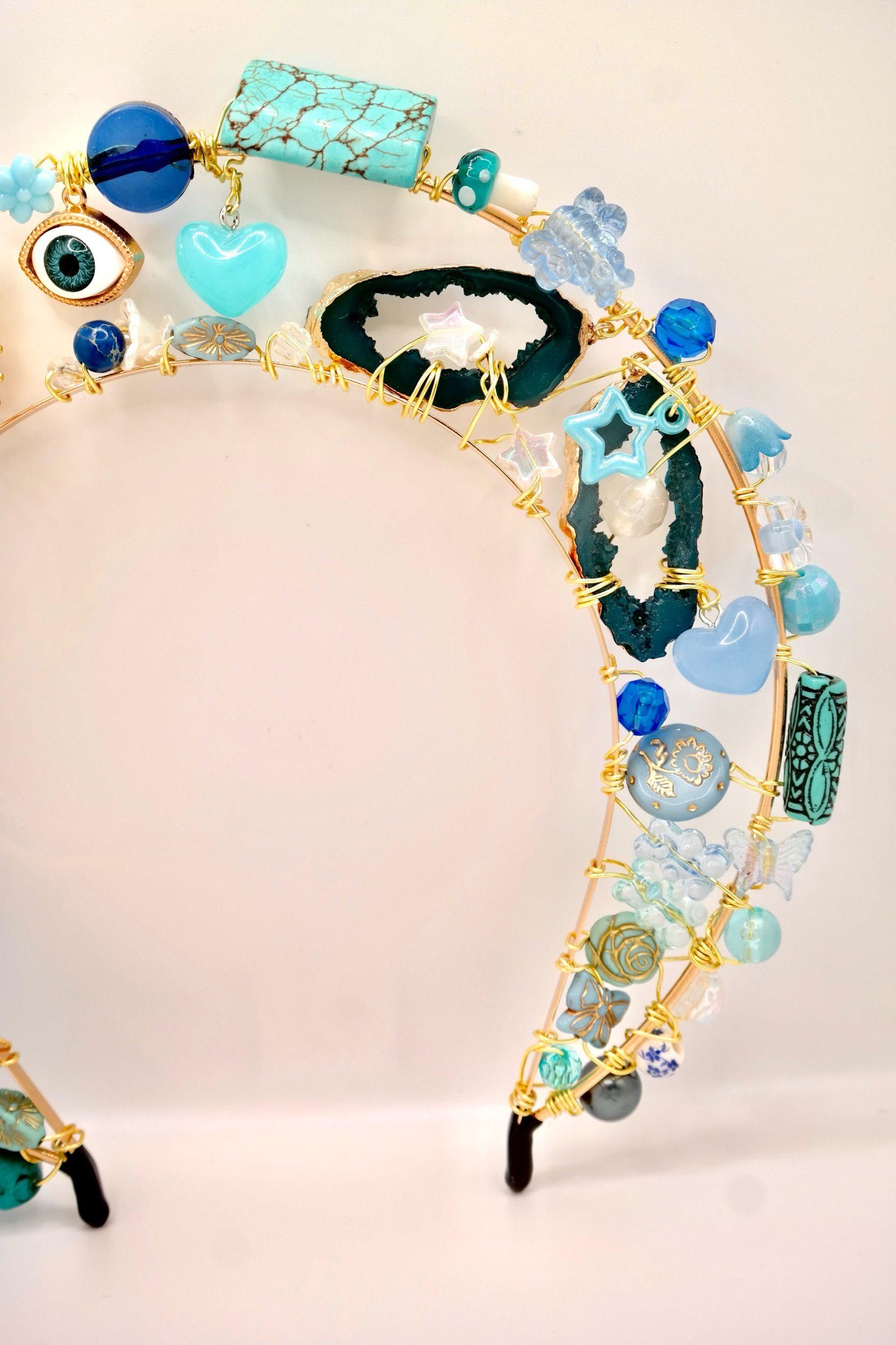 Handmade Fit For A Mermaid Blue & Gold Headpiece Size ONE SIZE - 2 Thumbnail