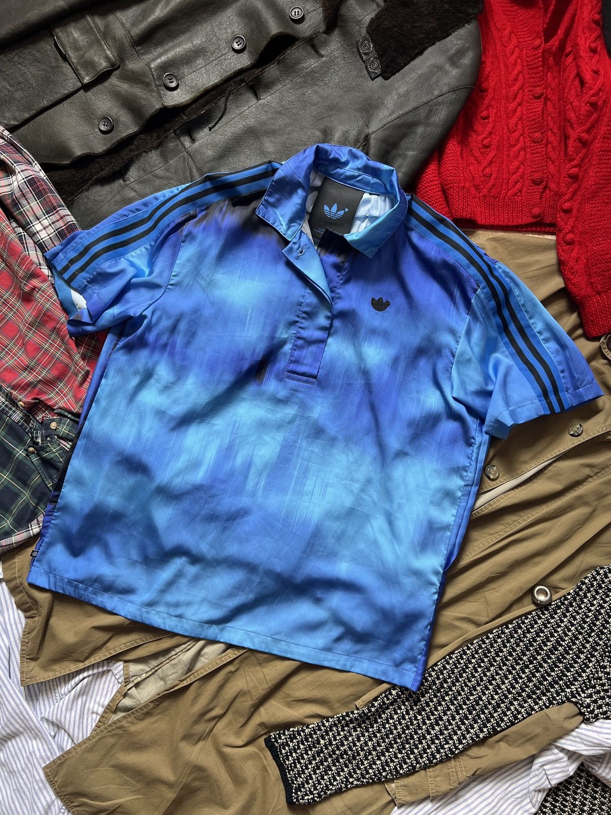 Adidas Pleated Adidas Originals Blue Polo T-Shirt Size L / US 10 / IT 46 - 1 Thumbnail