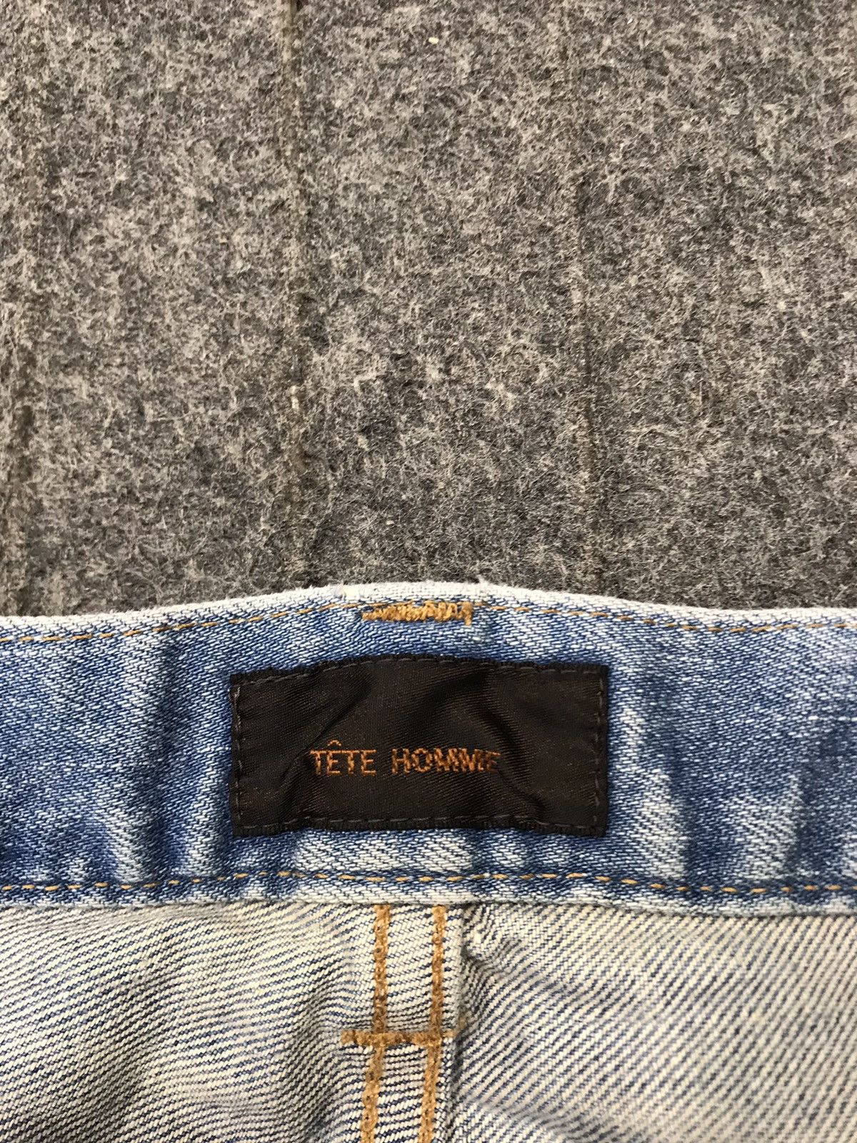 Designer Tete Homme Issey Miyake Cargo Bondage Denim Jeans Pants Size US 33 - 9 Thumbnail