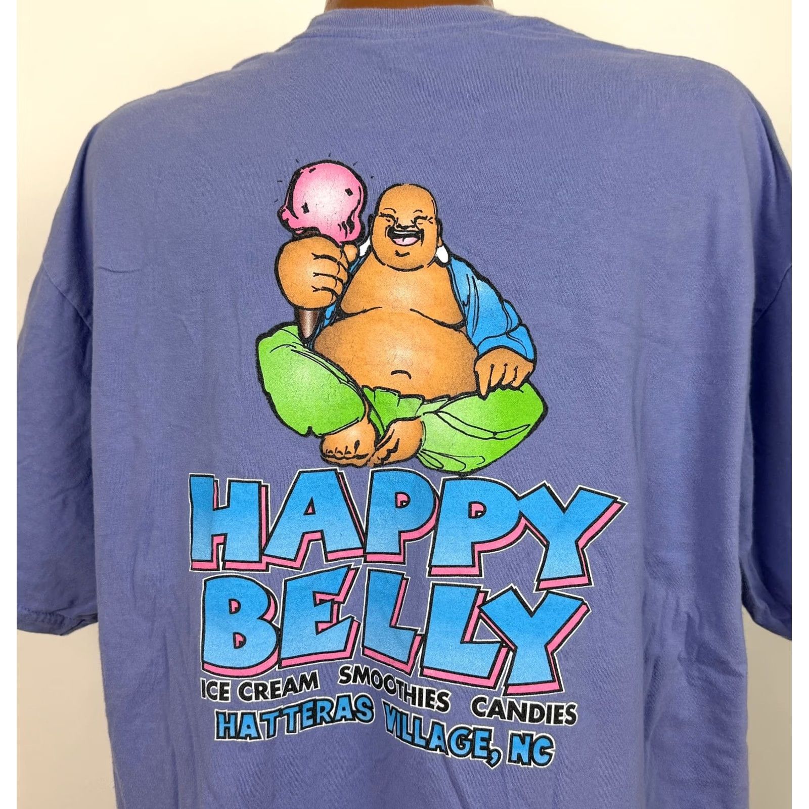 Vintage Buddha Shirt Adult XXL Happy Belly Ice Cream Hatteras North Carolina Lavender Shirt Adult XXL Purple Size US XXL / EU 58 / 5 - 2 Thumbnail