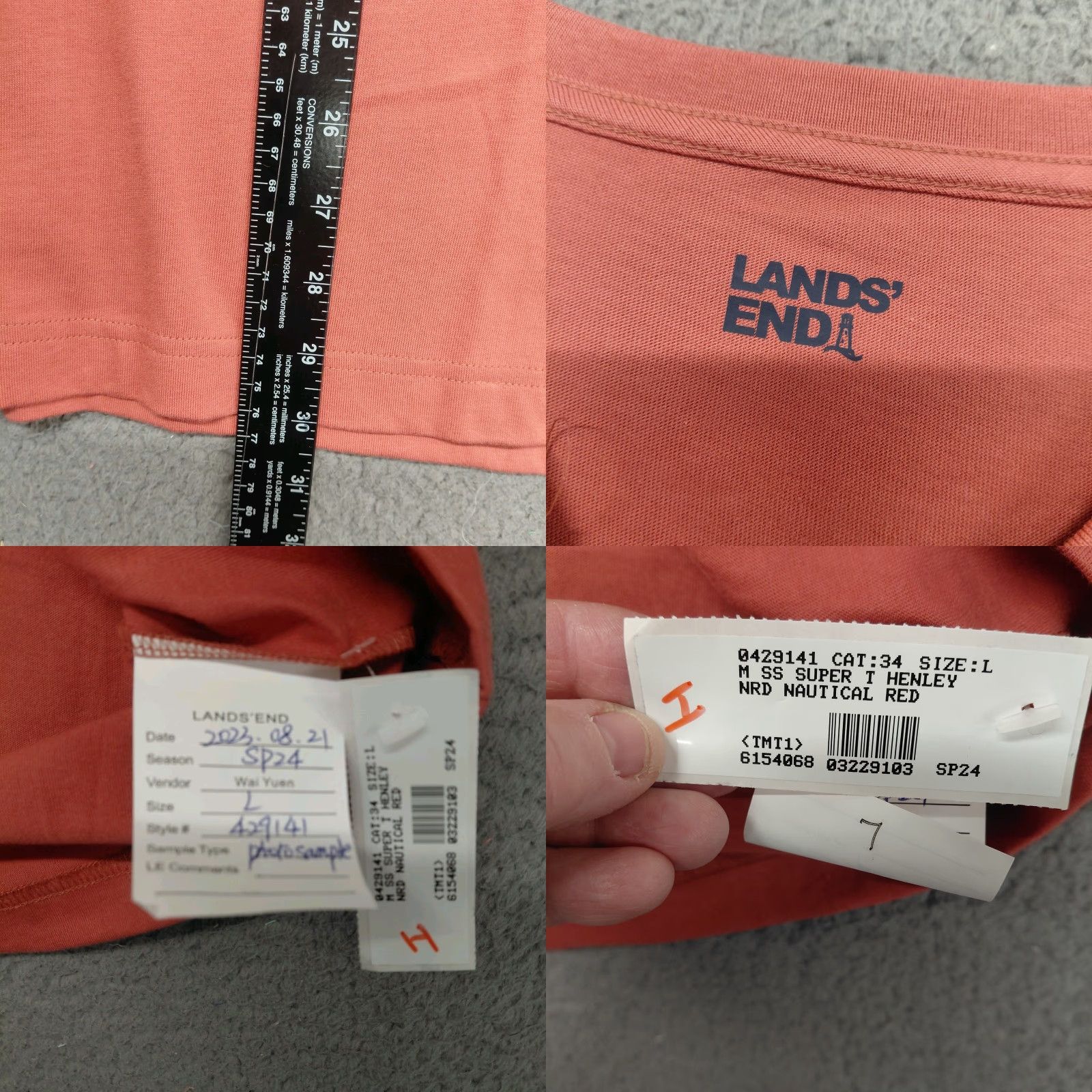 Lands' End Lands' End Super-T Henley TShirt Men Size Large Short Sleeve Nautical Red New Size US L / EU 52-54 / 3 - 8 Thumbnail