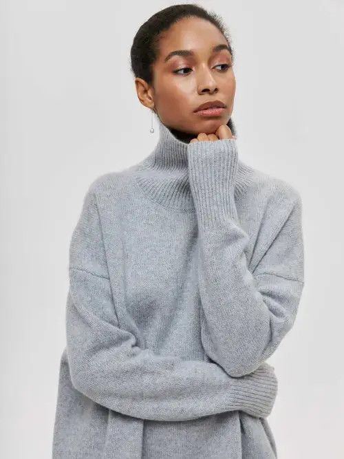 Japanese Brand Women Turtleneck Sweater Autumn Winter Solid Size ONE SIZE - 7 Thumbnail