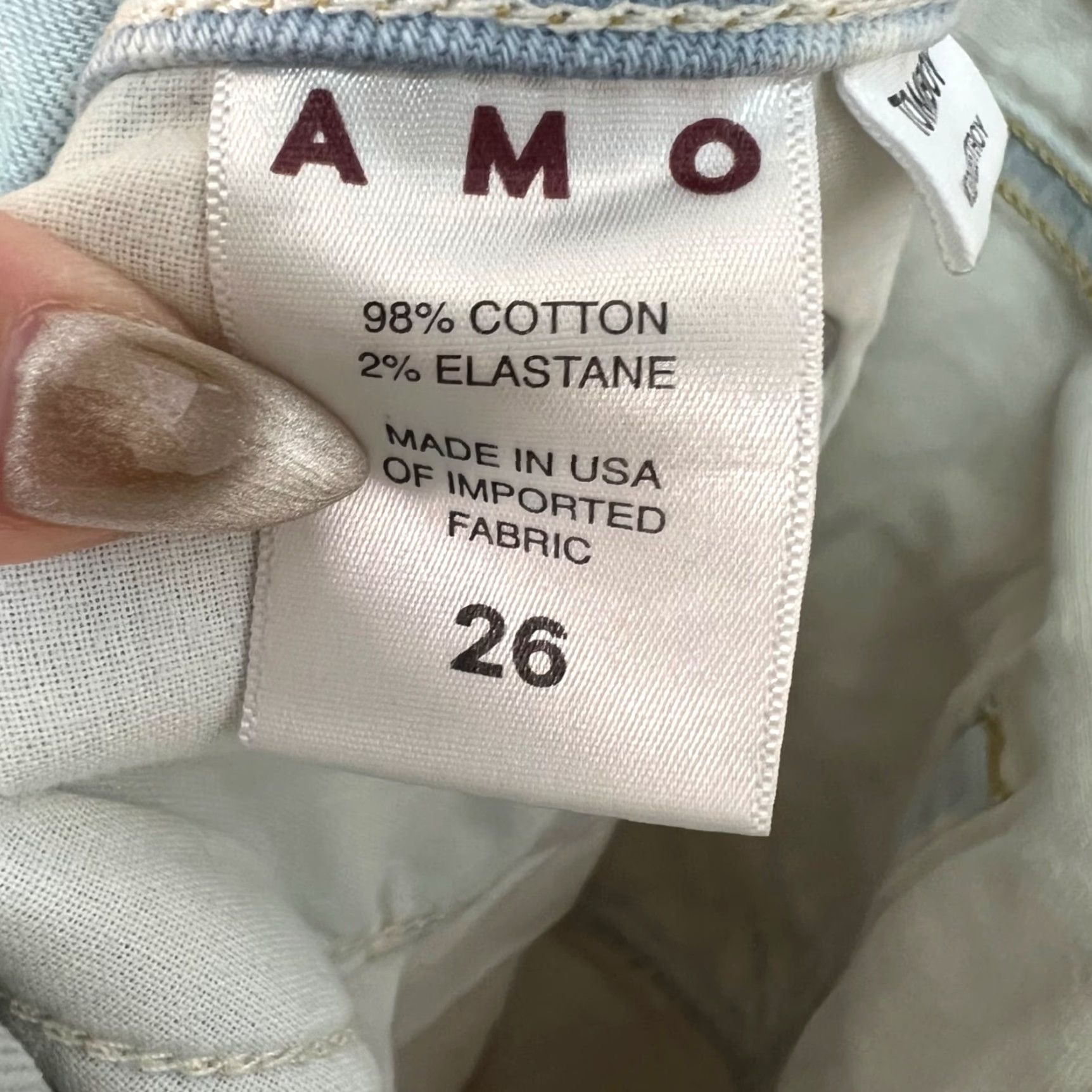 AMO VINTAGE Amo Jeans Women White Distressed Straight-Leg Moon Destroy 26 Denim Cotton Blend Mid Rise 28.5 In Inseam 30 Waist Mens Womens Girls Size 26" / US 2 / IT 38 - 5 Thumbnail