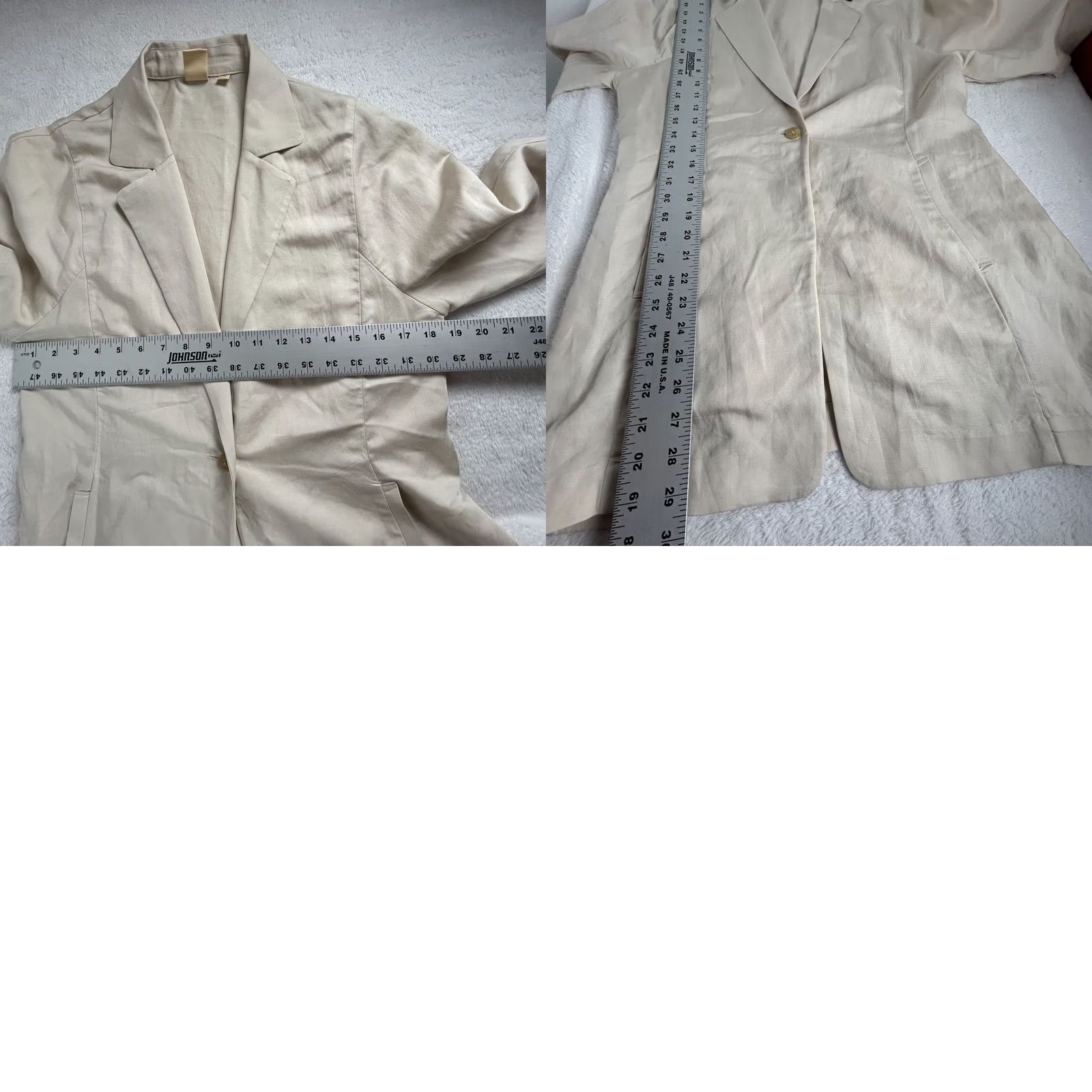 Uniqlo Uniqlo Beige Linen Blend Blazer Jacket Medium Single-Button Womens Regular Lightweight (L 18) Size M / US 6-8 / IT 42-44 - 8 Thumbnail