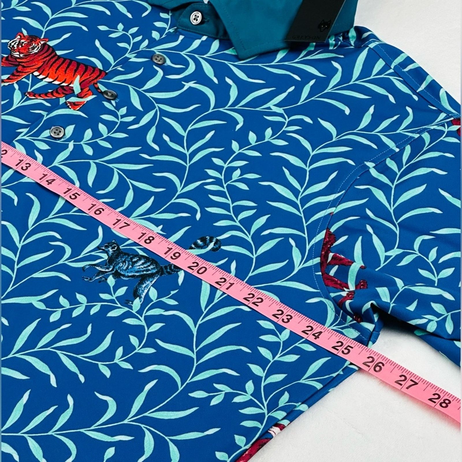 Other Greyson Men’s XL Wolf Mongoose Tiger Blue Golf Polo, Jungle Size US XL / EU 56 / 4 - 8 Thumbnail