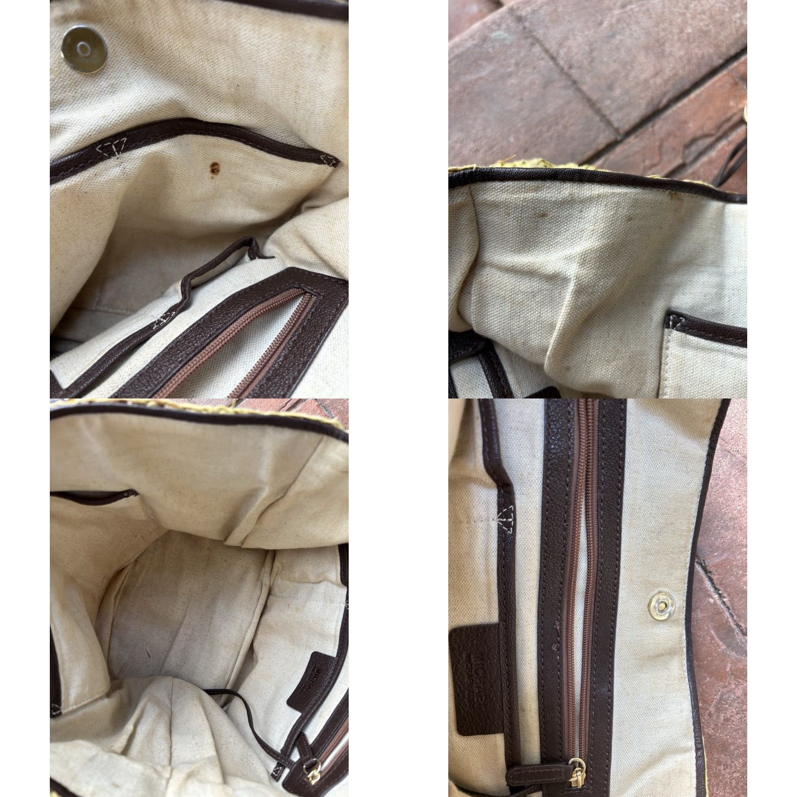 Michael Kors Michael Kors Woven Tote Bag Leather Trim Walnut Brown Beige Straw | Large | Women | Gold Hardware | Pouch Charm | Leather Lining Size ONE SIZE - 10 Thumbnail