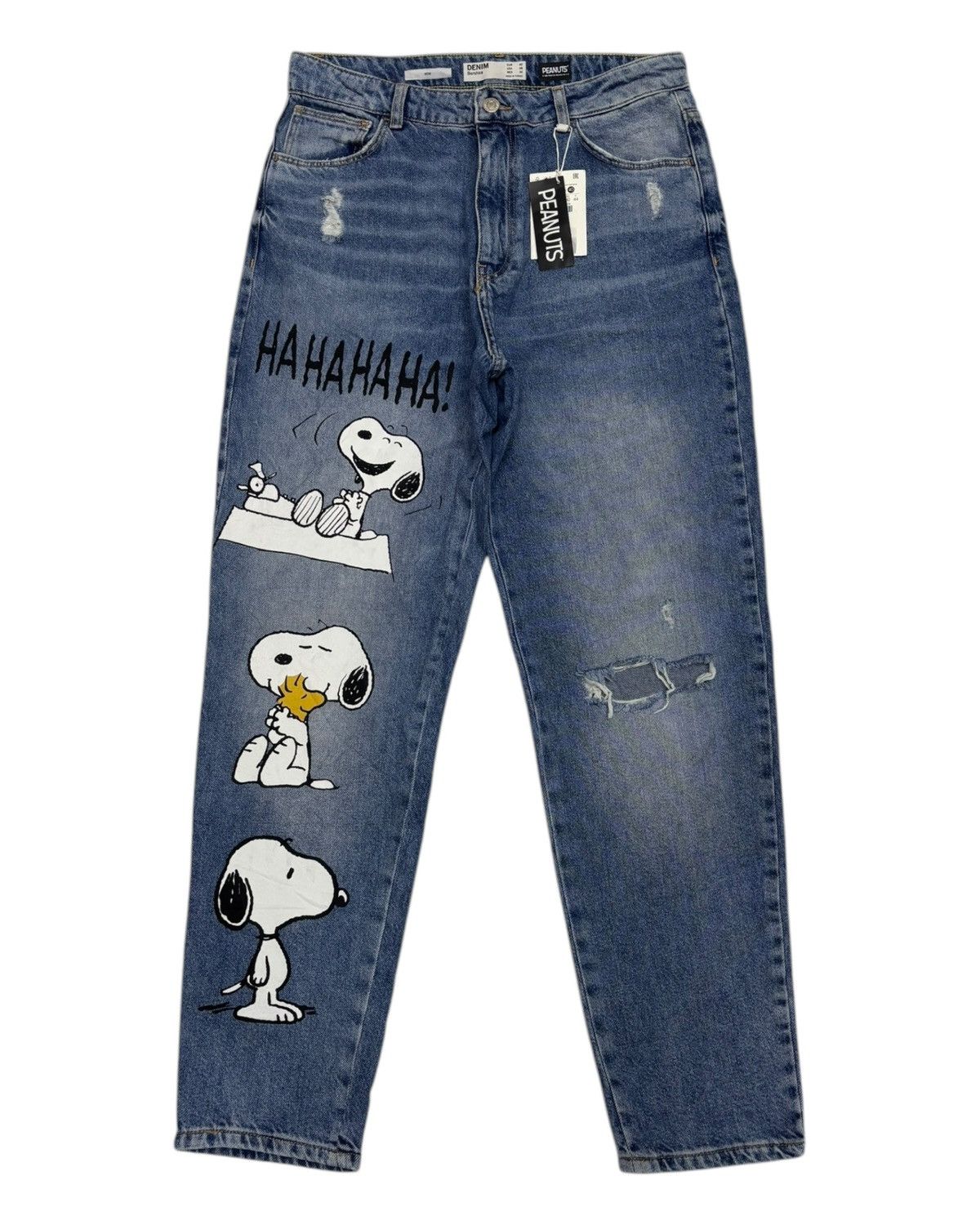 Bershka × Peanuts Bershka x Peanuts Baggy Wide Distressed Denim Jean Size US 31 - 7 Thumbnail