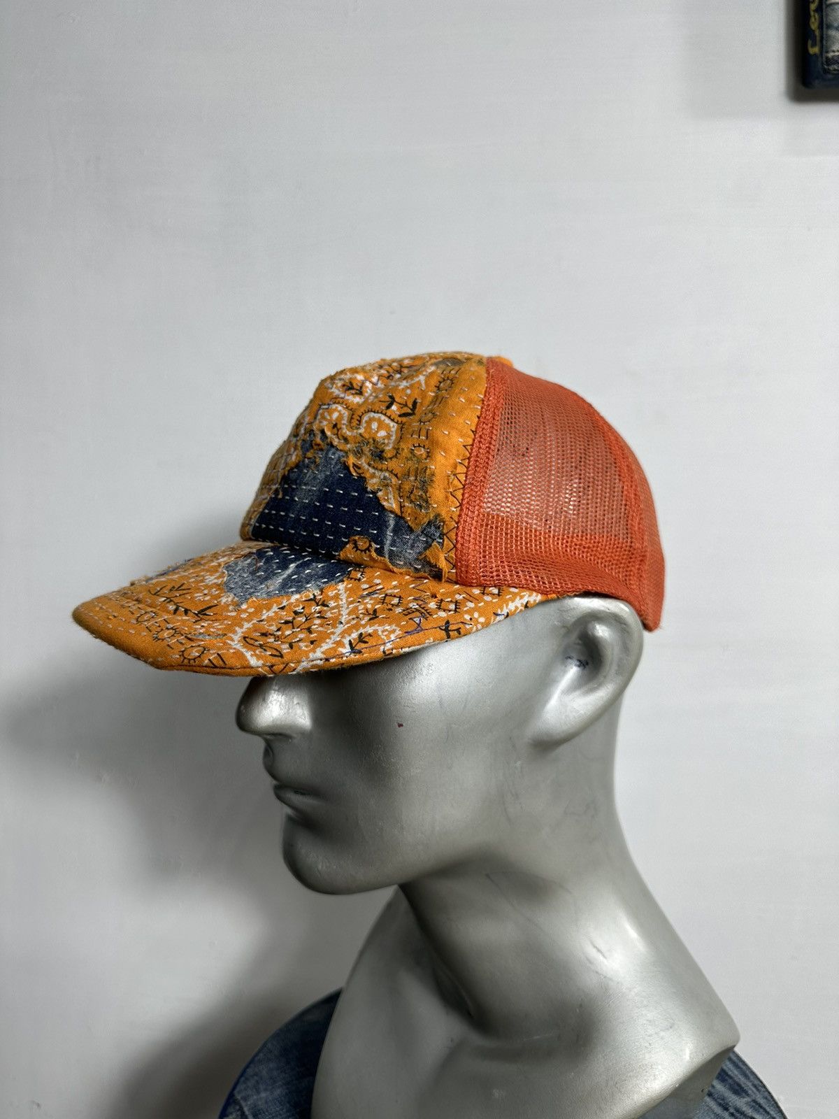 Handmade Custom Made Distressed Paisley Patchwork Boro Trucker hats Size ONE SIZE - 5 Thumbnail