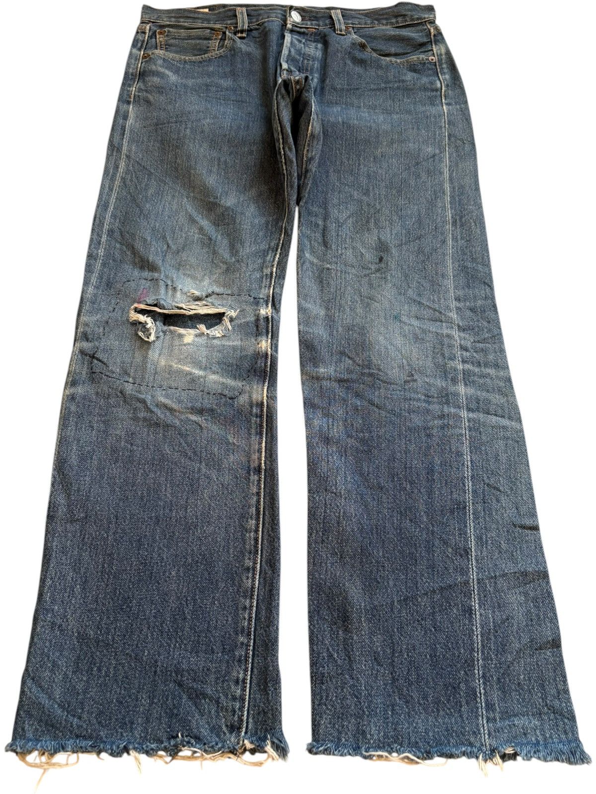Levi's Vintage Levis 501 Selvedge Patch Ripped Jeans Size US 32 / EU 48 - 2 Thumbnail