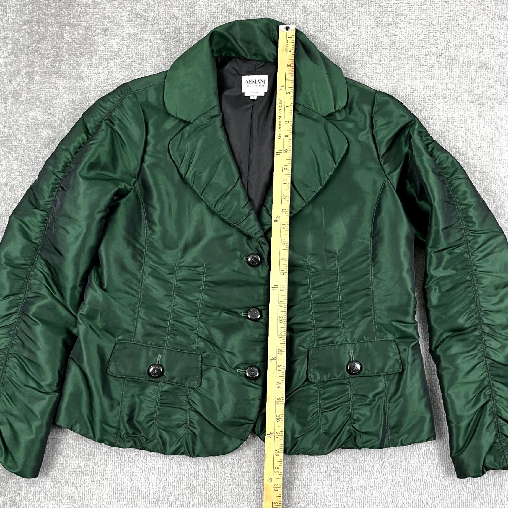 Armani ARMANI COLLEZIONI Blazer Womens Size 16 Emerald Green Jacket Mid-Length Lined Regular 3-Button Sleeve Long Sleeve Dry Clean Only Vintage No Size XXL / US 16-18 / IT 52-54 - 3 Thumbnail