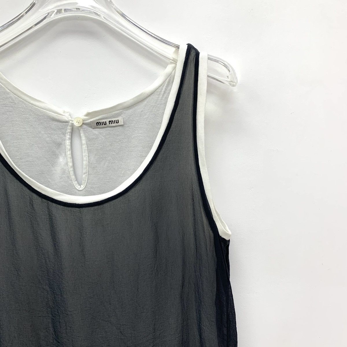 Miu Miu Miu Miu Black Gray Double Layer Silk Camisole Top K26WX Size S / US 4 / IT 40 - 3 Thumbnail