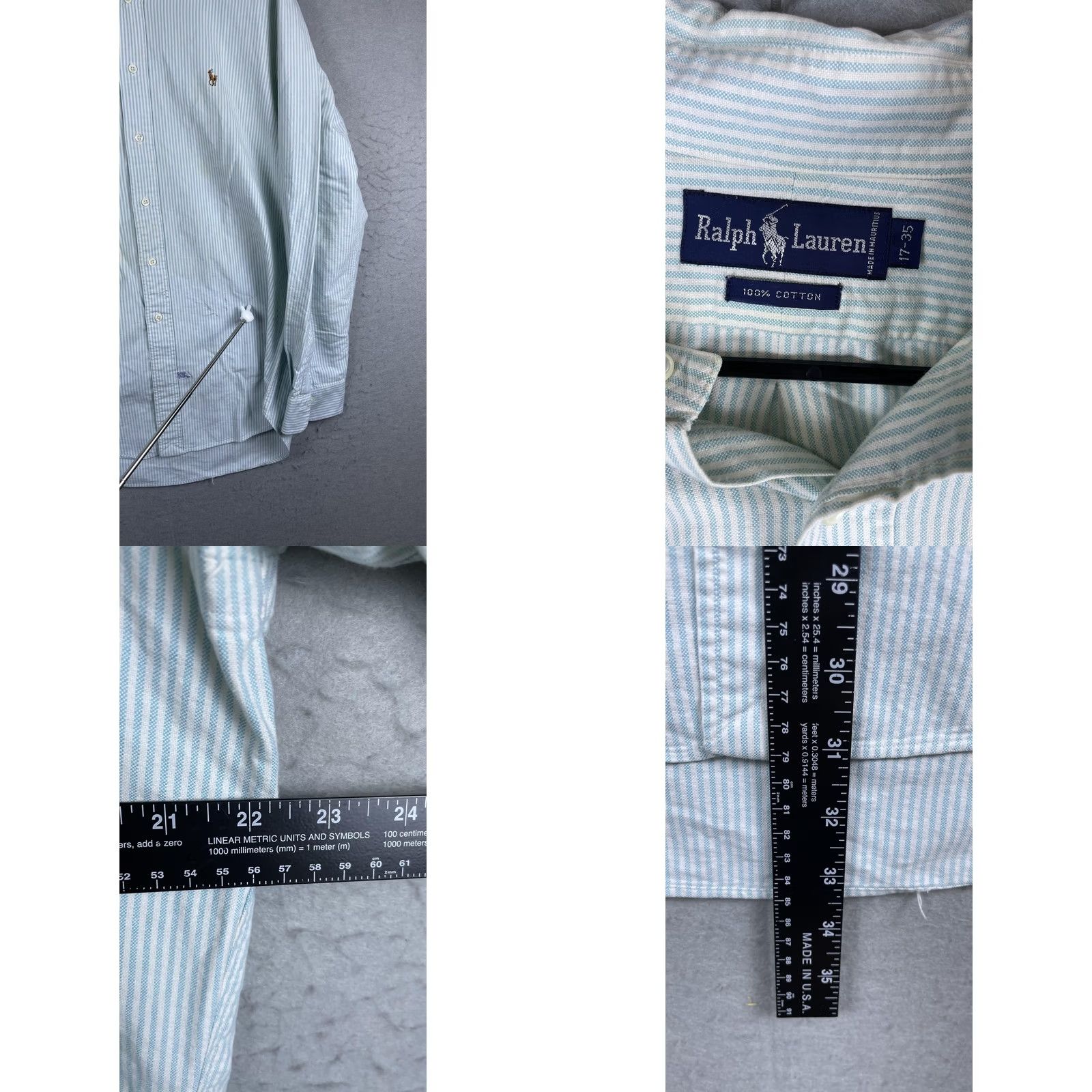 Ralph Lauren Ralph Lauren Dress Shirt Mens Blue White Stripe Button Down Cotton Logo 17-35 Size 46R - 8 Thumbnail