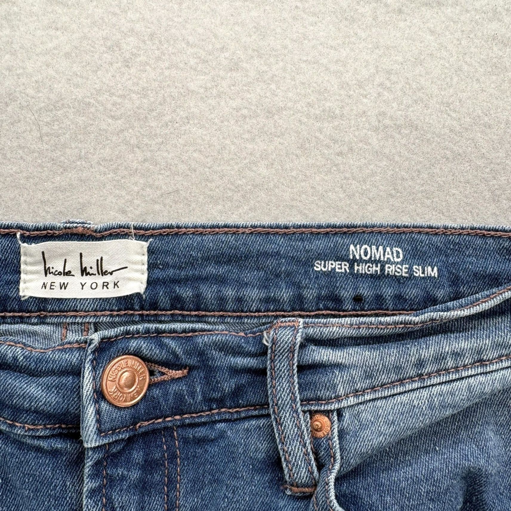 Nicole Miller Nicole Miller Nomad High Rise Slim Jeans Womens 6 Blue Raw Hem Crop Stretch Pant Size 28" / US 6 / IT 42 - 4 Thumbnail