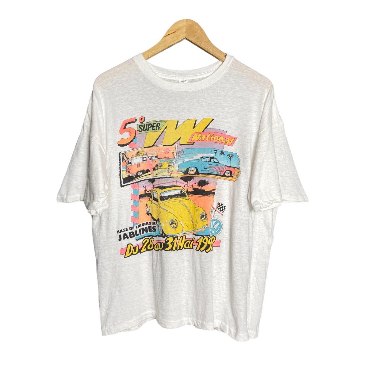 image of 90's Volkswagen Racing Car Tee in White, Men's (Size XL)