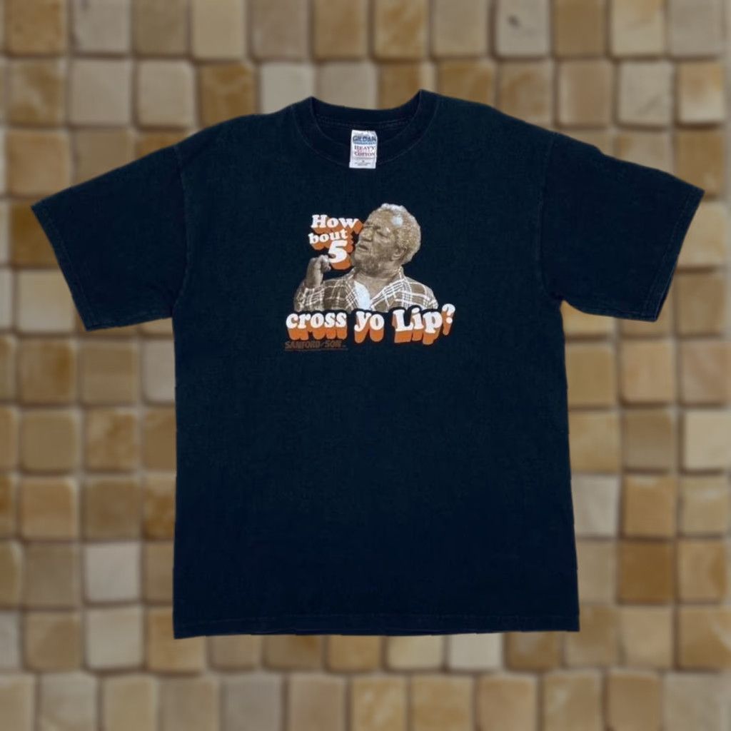 Gildan VINTAGE Sanford & Son (2004) “How Bout 5 Cross Yo Lip?” TV Show Graphic T-Shirt Medium Black Mens Shirt Size US M / EU 48-50 / 2 - 1 Thumbnail