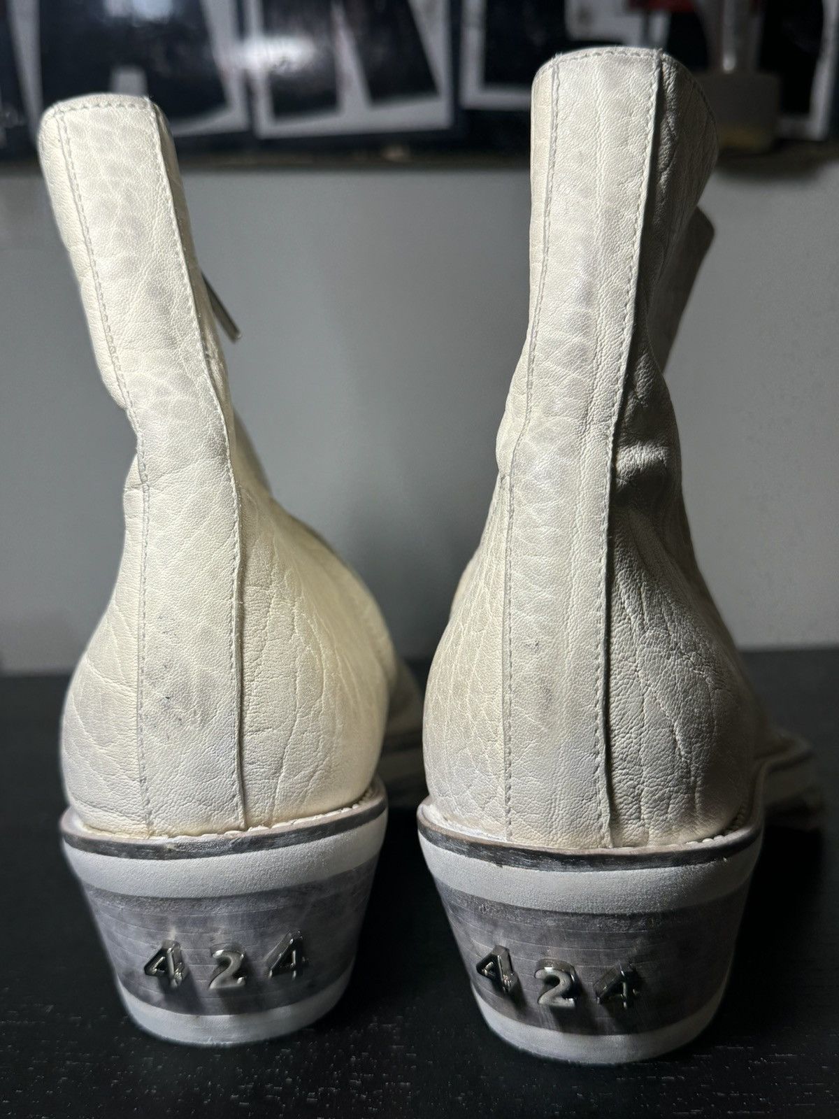 424 424 White Zip Shine Calf Cuban Boots Size US 7.5 / EU 40-41 - 8 Thumbnail
