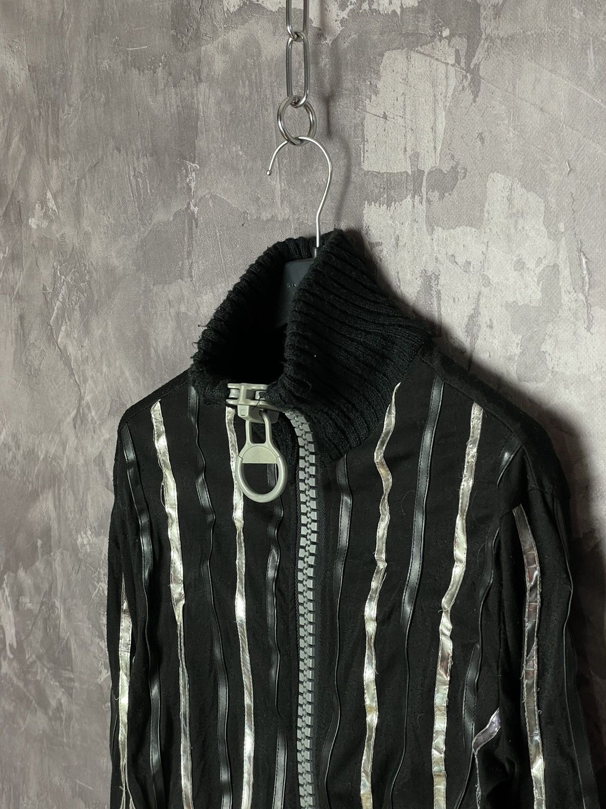 Japanese Brand × Vintage Y2K VTG 90s Japanese style 3D striped knit sweater full zip Size M / US 6-8 / IT 42-44 - 7 Thumbnail