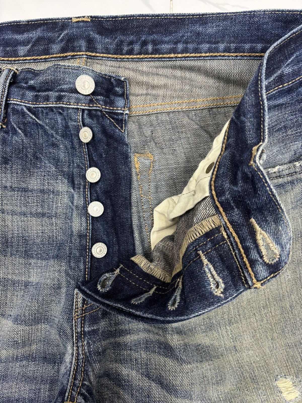 Levi's Levis 501 Y2K DISTRESSED DENIM JEANS Size US 34 / EU 50 - 10 Thumbnail
