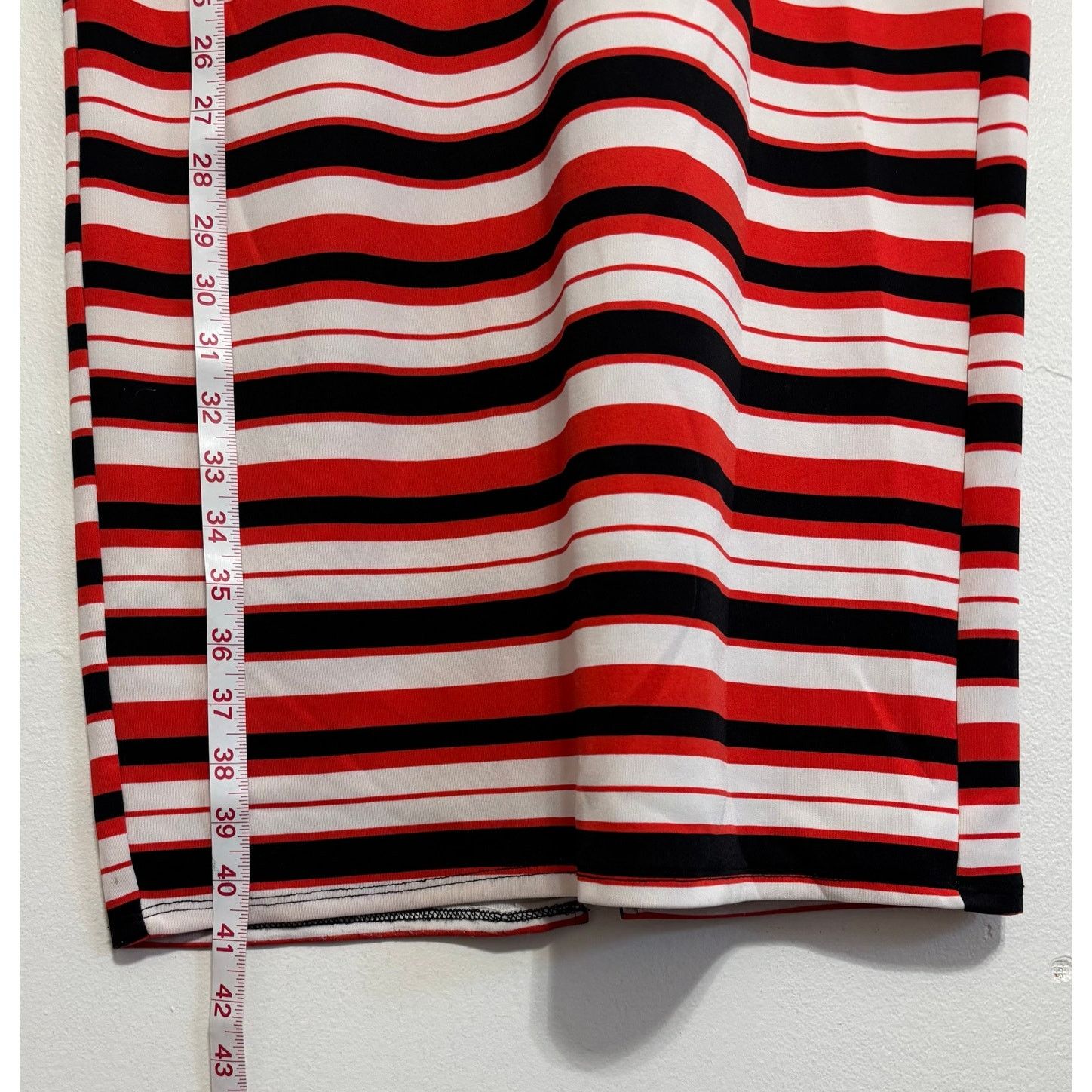 Other Joe B Benbasset Red Black White Striped Maxi Skirt XL Size 41" - 4 Thumbnail