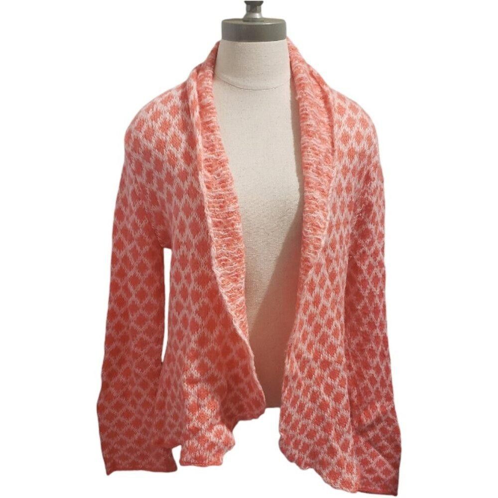 Designer CT1923 Wooden Ships Orange and White Open Cardigan S/M Size S / US 4 / IT 40 - 1 Thumbnail