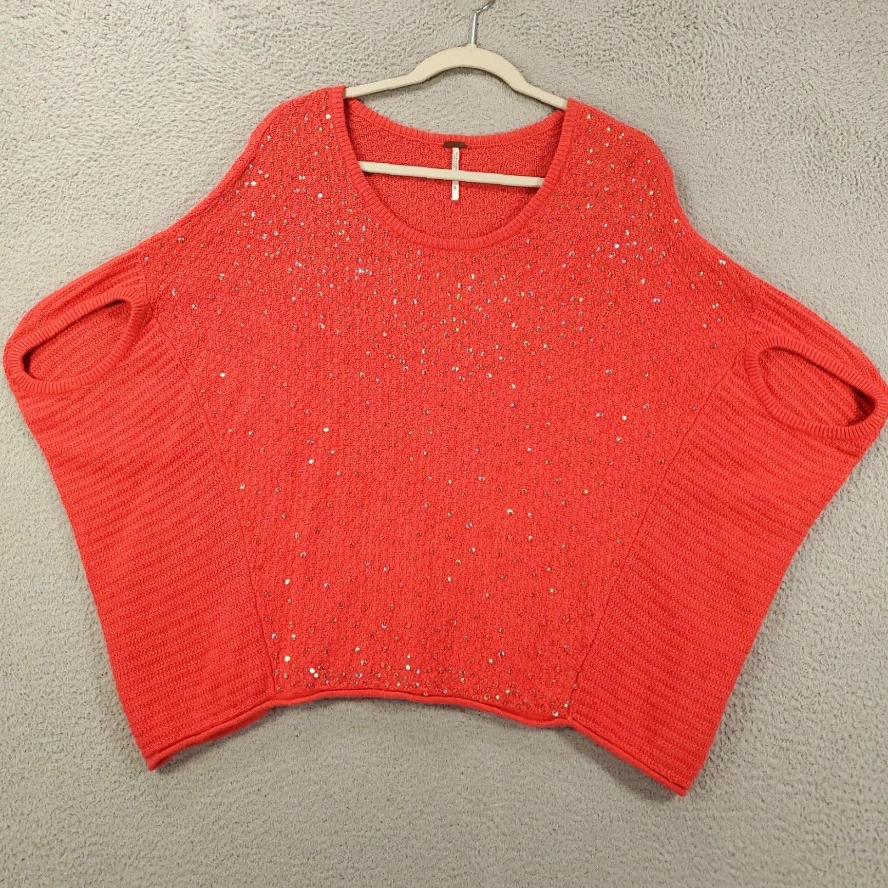 Free People VINTAGE Free People Sweater Women's Small Oversized Knit Pullover Bohemian Fall Winter Orange Size S / US 4 / IT 40 - 2 Thumbnail