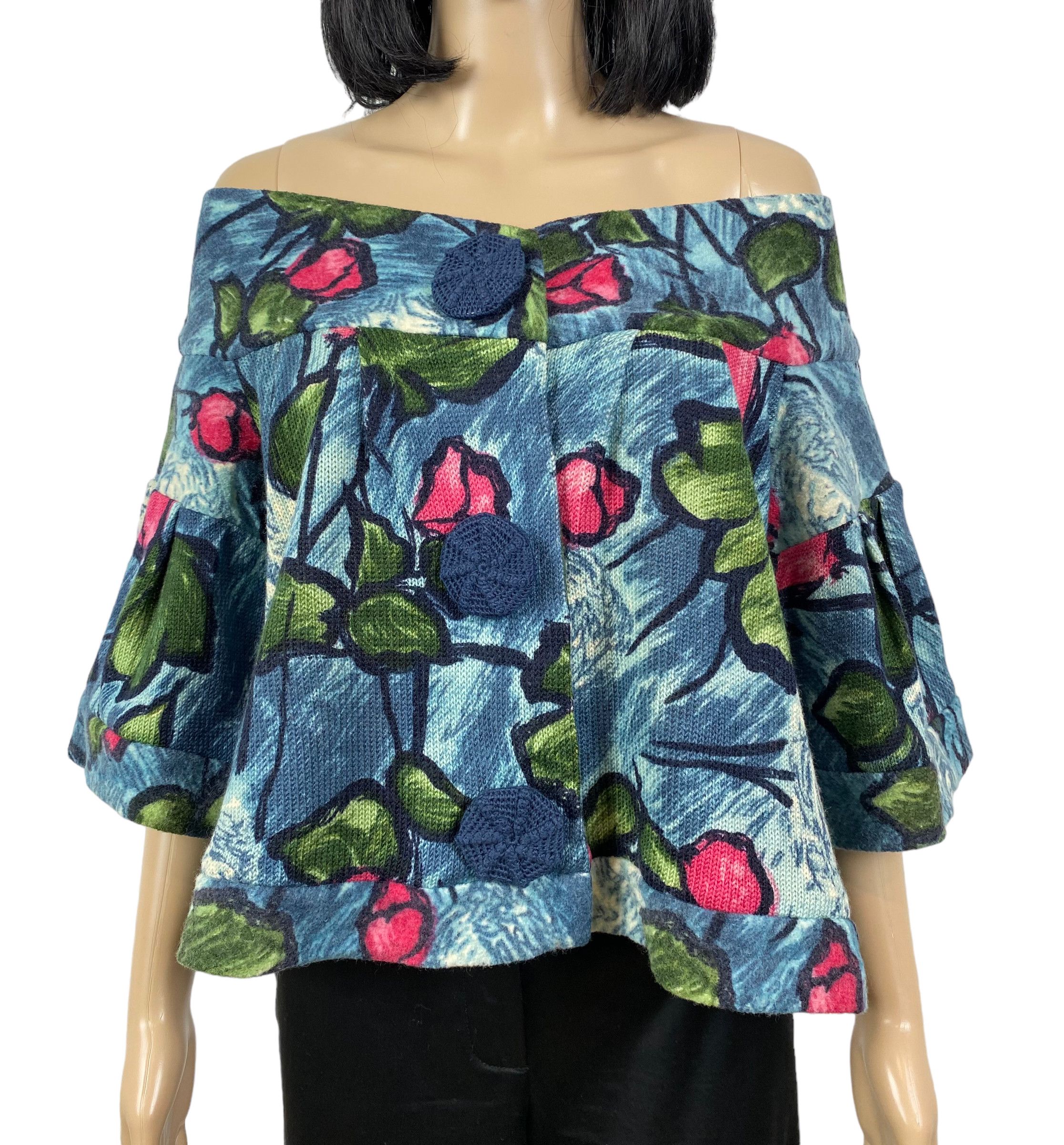 Kenzo kenzo off shoulder wool flower printed jacket size M Size M / US 6-8 / IT 42-44 - 2 Thumbnail