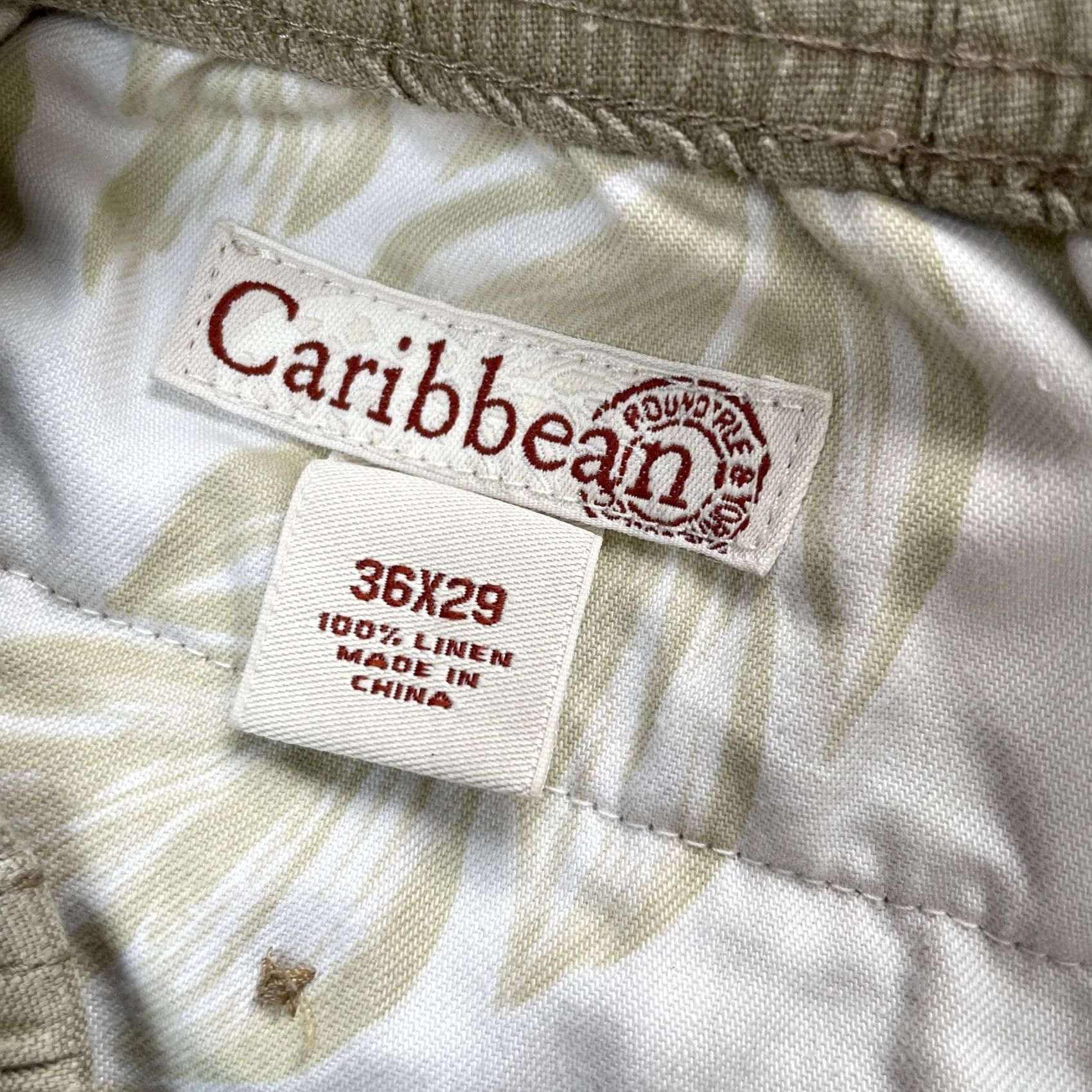 Vintage Caribbean Linen Pants Mens Beige Cargo Straight Leg Resort Wear 36x29 Casual Travel Summer Breathable Comfort Pockets Size US 36 / EU 52 - 3 Thumbnail
