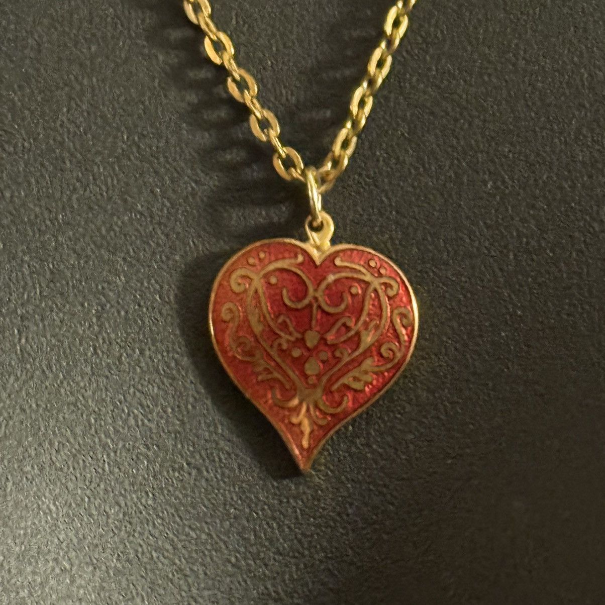 Vintage Vintage Renaissance enameled Niello heart pendant necklace Size ONE SIZE - 2 Thumbnail