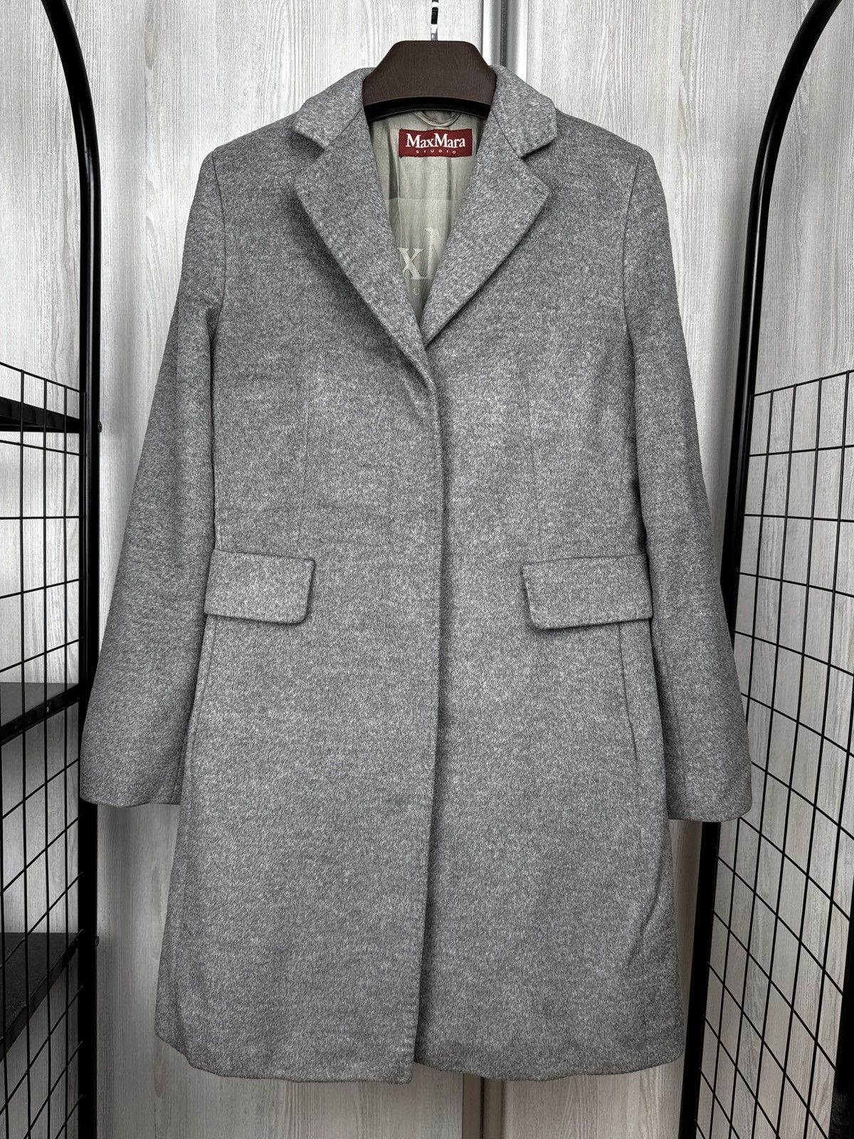 Max Mara Max Mara Studio Women's Wool Gray Coat Size US10 Size L / US 10 / IT 46 - 2 Thumbnail