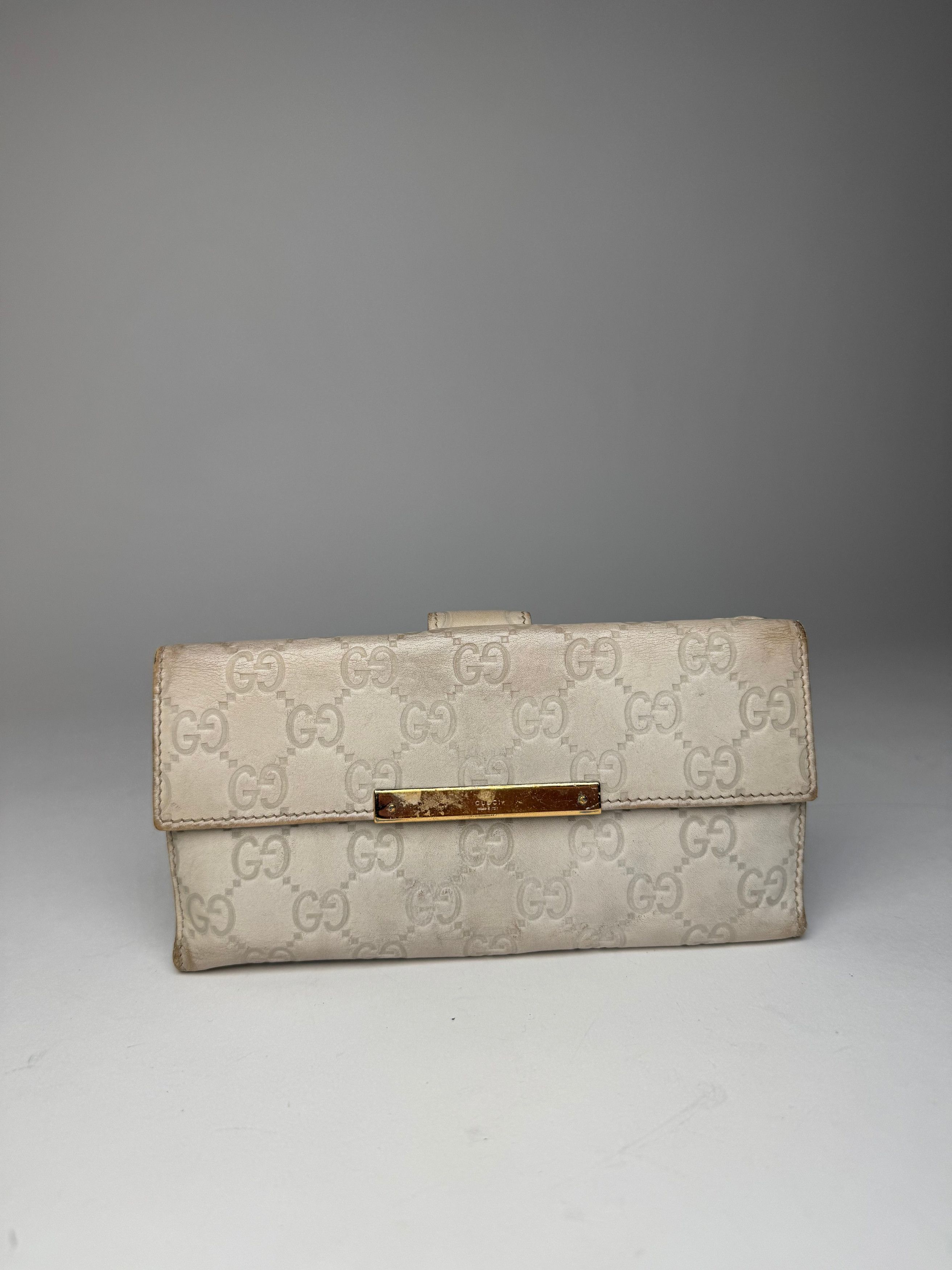 Gucci Vintage Monogram Leather Wallet White Size ONE SIZE - 1 Thumbnail