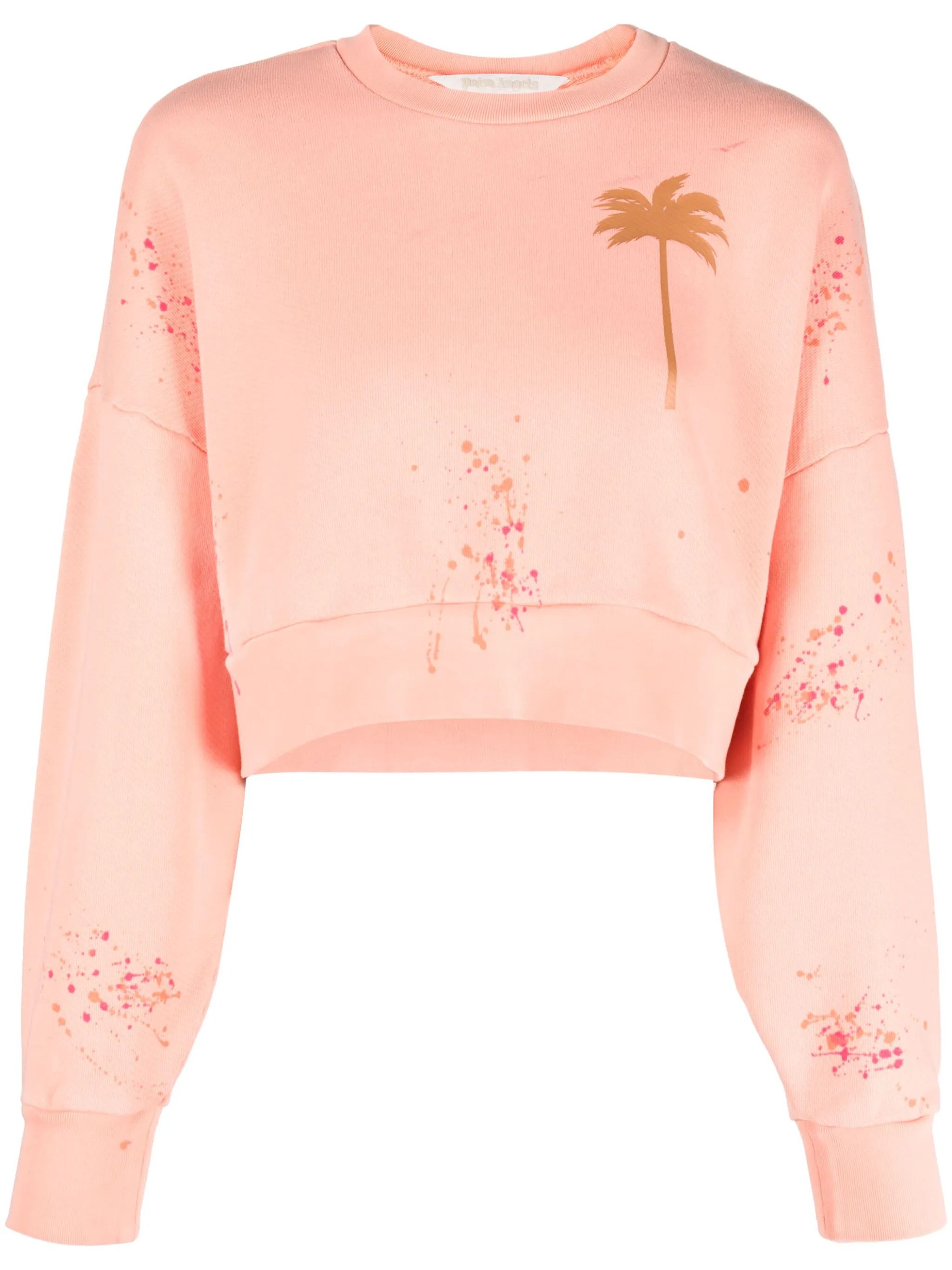 Palm Angels o1gr1nt0425 Pxp Painted Cropped Crewneck Sweatshirt Coral Size M / US 6-8 / IT 42-44 - 1 Thumbnail