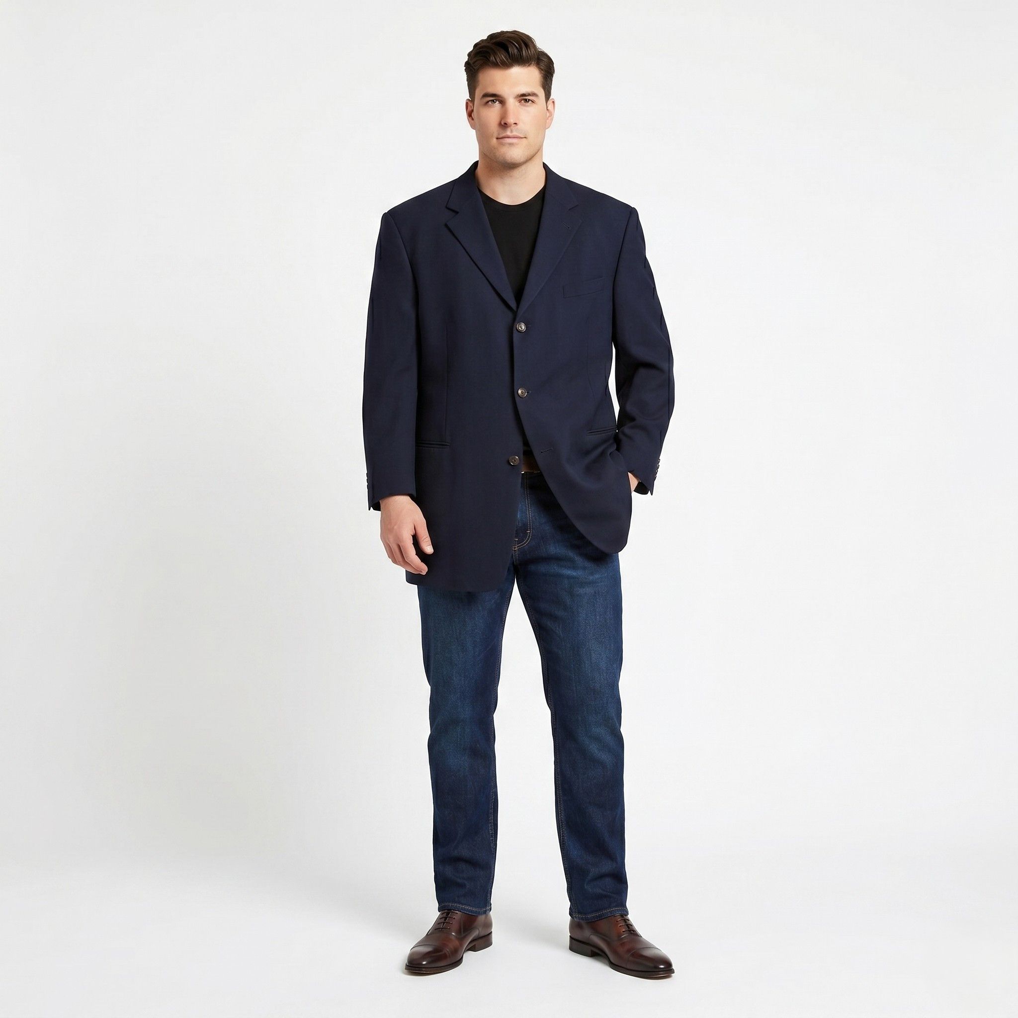 Hugo Boss Hugo Boss Men 58 48 Blazer Navy Elegant Super 100 0097 Size 48R - 1 Thumbnail