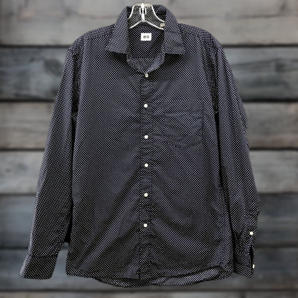 Uniqlo Uniqlo Button Down Shirt Mens M Long Sleeve Navy Blue White Polka Dot Cotton Button-Up Collared Pocketed Casual Size US M / EU 48-50 / 2 - 1 Thumbnail